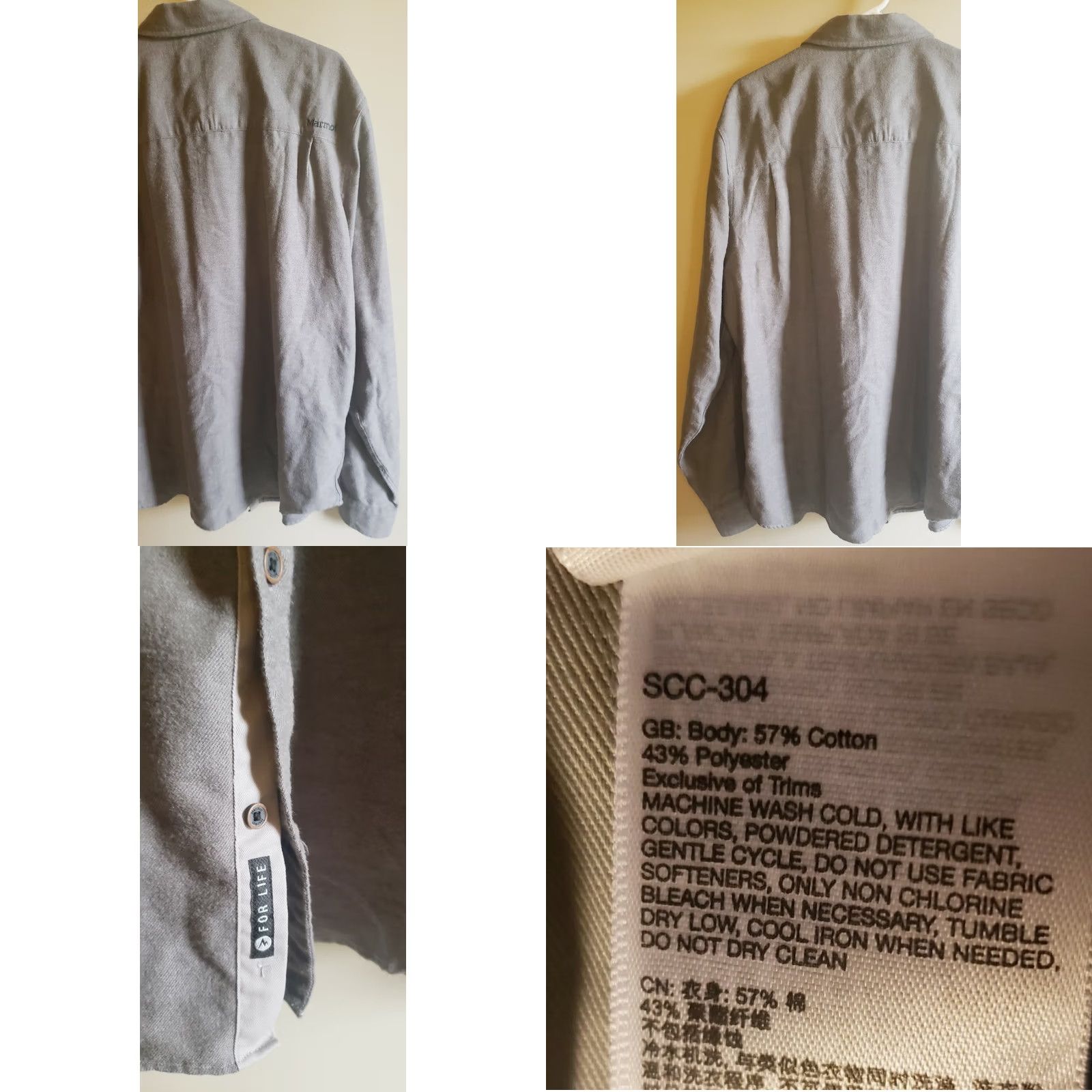 Marmot MARMOT Shirt Button Up Hiking Roll Tab Long Sleeve Gray Heather XL Mens Size US XL / EU 56 / 4 - 8 Thumbnail