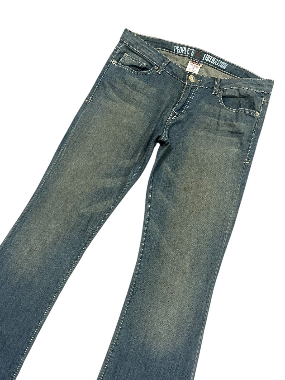 Japanese Brand FLARE 💥 People’s Liberation Washed Denim Size 33" - 3 Thumbnail