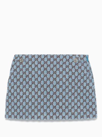 Gucci oc11z1125 Bouclé Wool Mini Skirt With GG Shadow in Blue Size 26" / US 2 / IT 38 - 1 Thumbnail