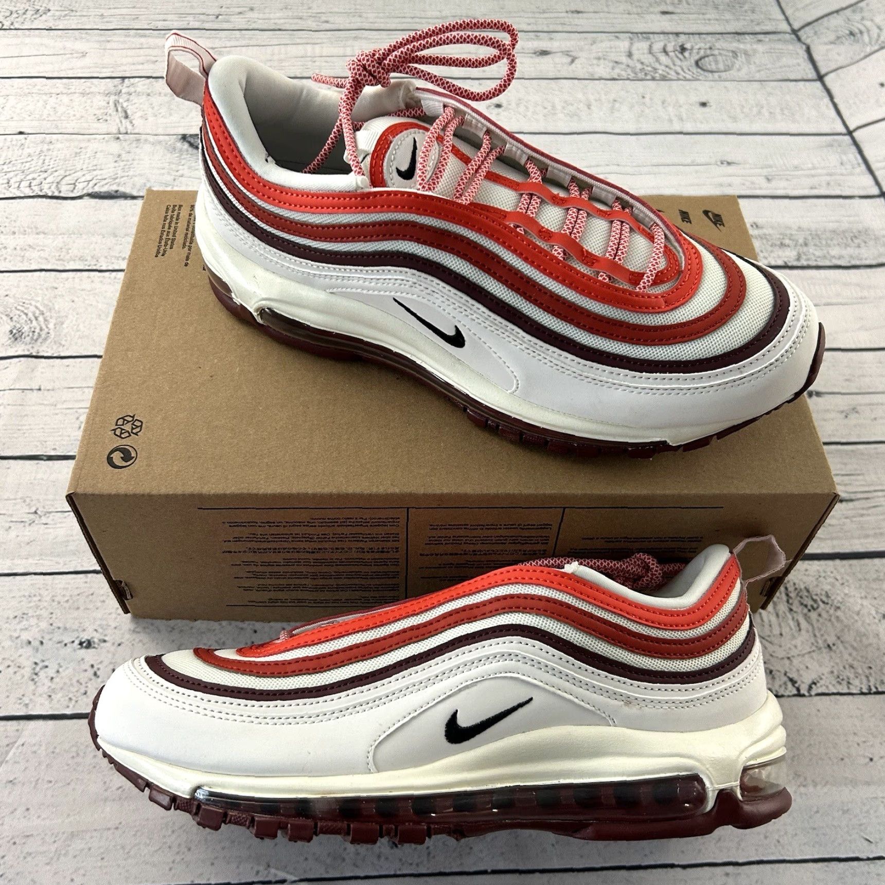 Nike **Nike Air Max 97 Men's White Dune Red Size 9 Refurbished** User: Nike Air Max 97 Men's White Dune Red Size 9 Refurbished Size US 9 / IT 39 - 2 Thumbnail