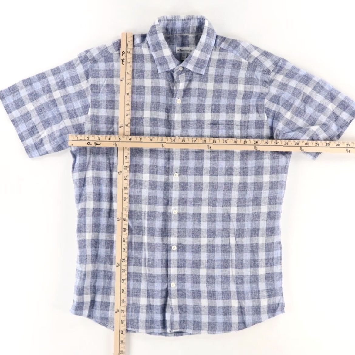 Peter Millar Peter Millar Crown Soft Gingham Linen Check Shirt Blue Men's M Size US M / EU 48-50 / 2 - 3 Thumbnail