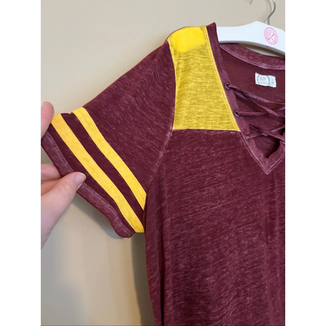Other Maurices 24/7 Maroon And Yellow T-Shirt Woman’s Size 0X Size XL / US 12-14 / IT 48-50 - 2 Thumbnail