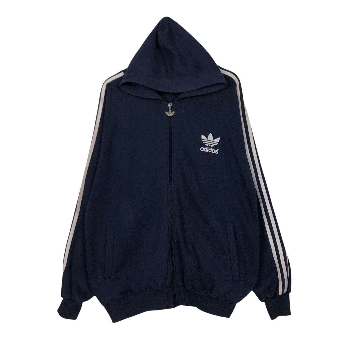 Adidas 🔥VINTAGE ZIPPER HOODIE JACKET ADIDAS BIG LOGO BACK HIT Size US L / EU 52-54 / 3 - 3 Thumbnail