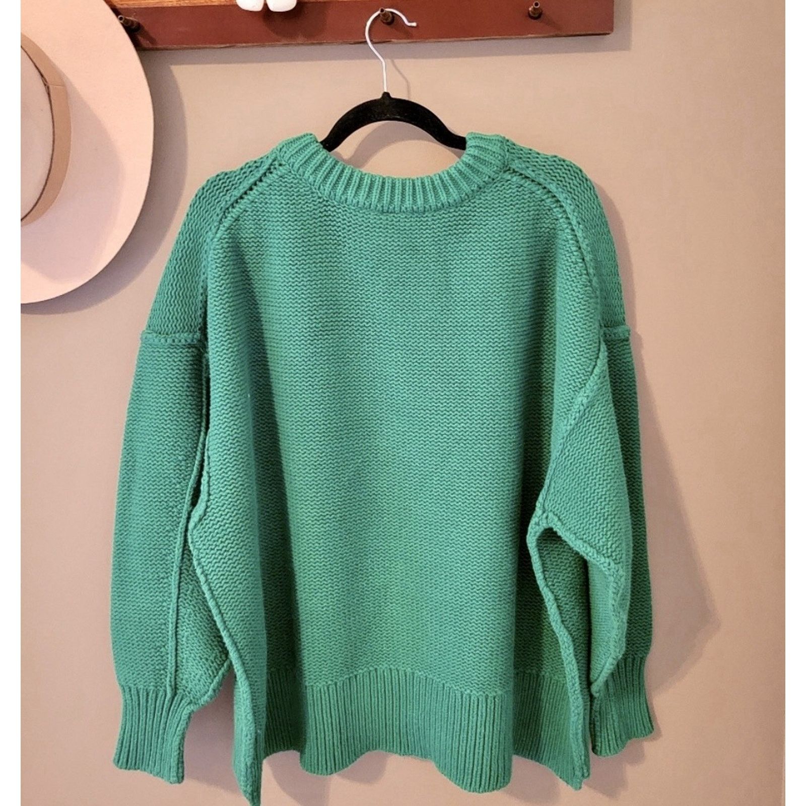 Free People Free People Womens Large Green Alli V Neck Pullover Sweater Size L / US 10 / IT 46 - 3 Thumbnail