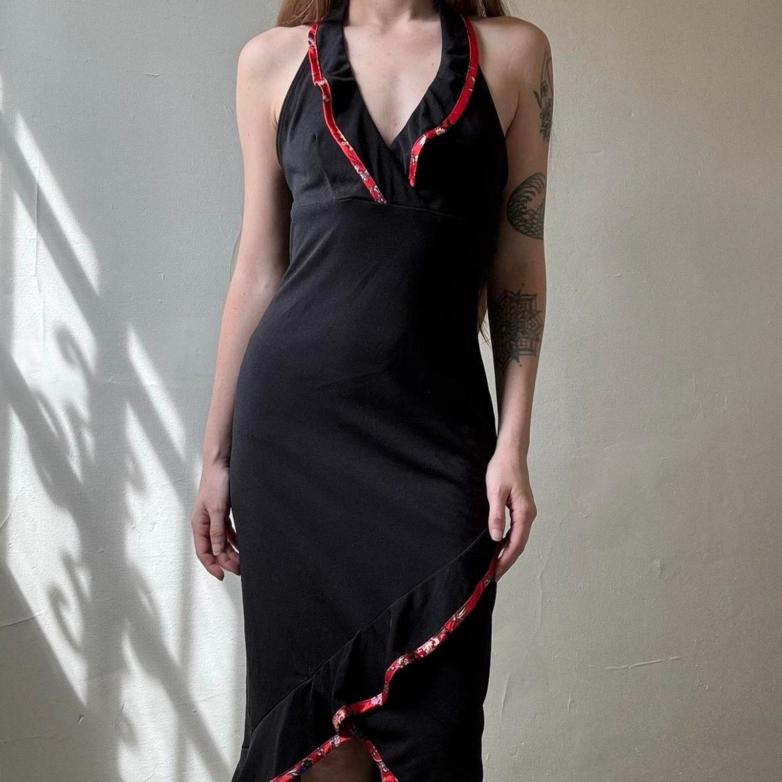 Vintage Vintage Rampage Black Halter Midi Dress Small Y2K Spring Size S / US 4 / IT 40 - 3 Thumbnail