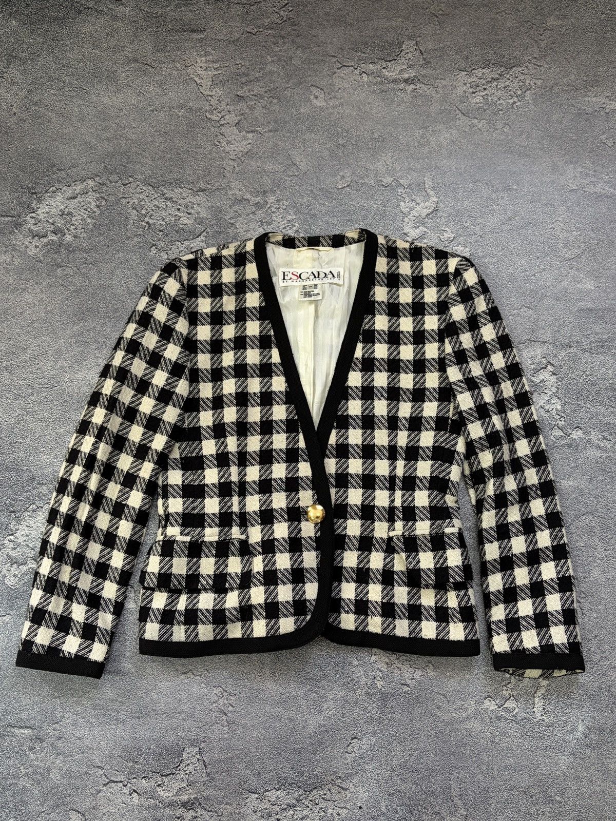 Escada Vtg Escada Margaretha Ley Silk Wool Gingham Blazer W. Ger 38 Size M / US 6-8 / IT 42-44 - 4 Thumbnail