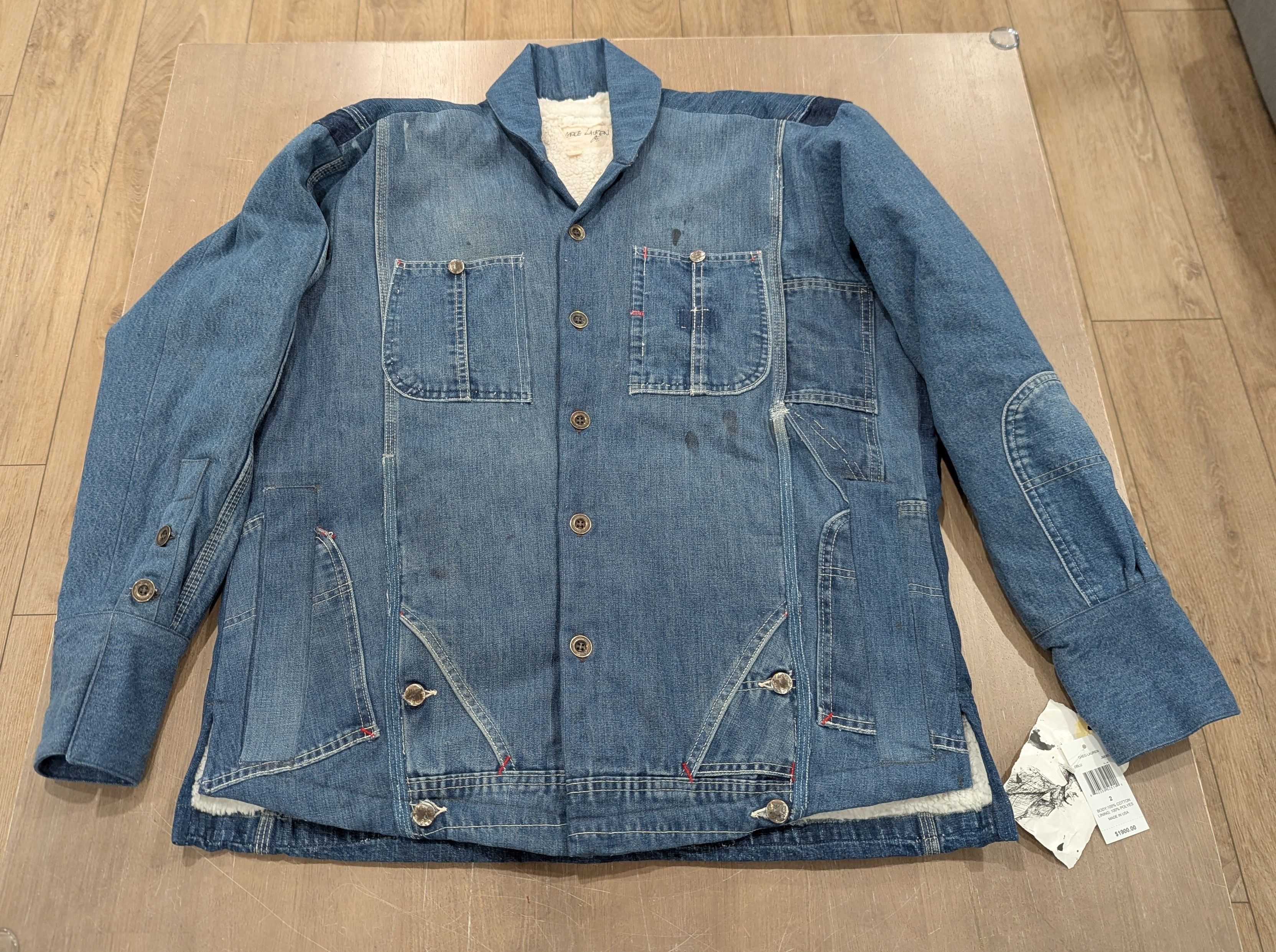Greg Lauren Greg Lauren Sherpa Linen Denim Shawl Jacket Denim 2 - Medium Size US M / EU 48-50 / 2 - 1 Thumbnail