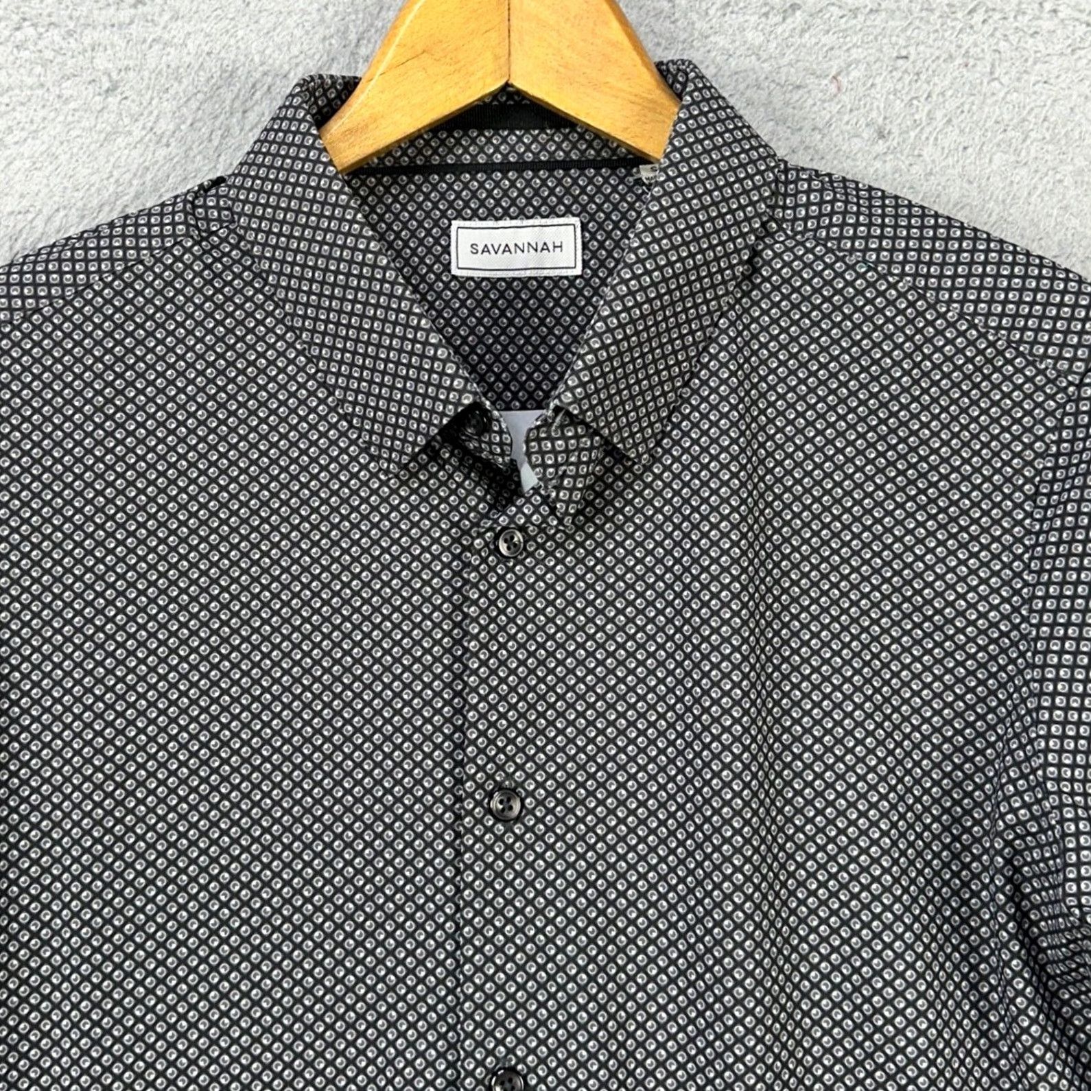 Vintage Savannah Mens Button-Up Shirt Small Black Geometric Performance Poly Spandex NEW Size US S / EU 44-46 / 1 - 3 Thumbnail