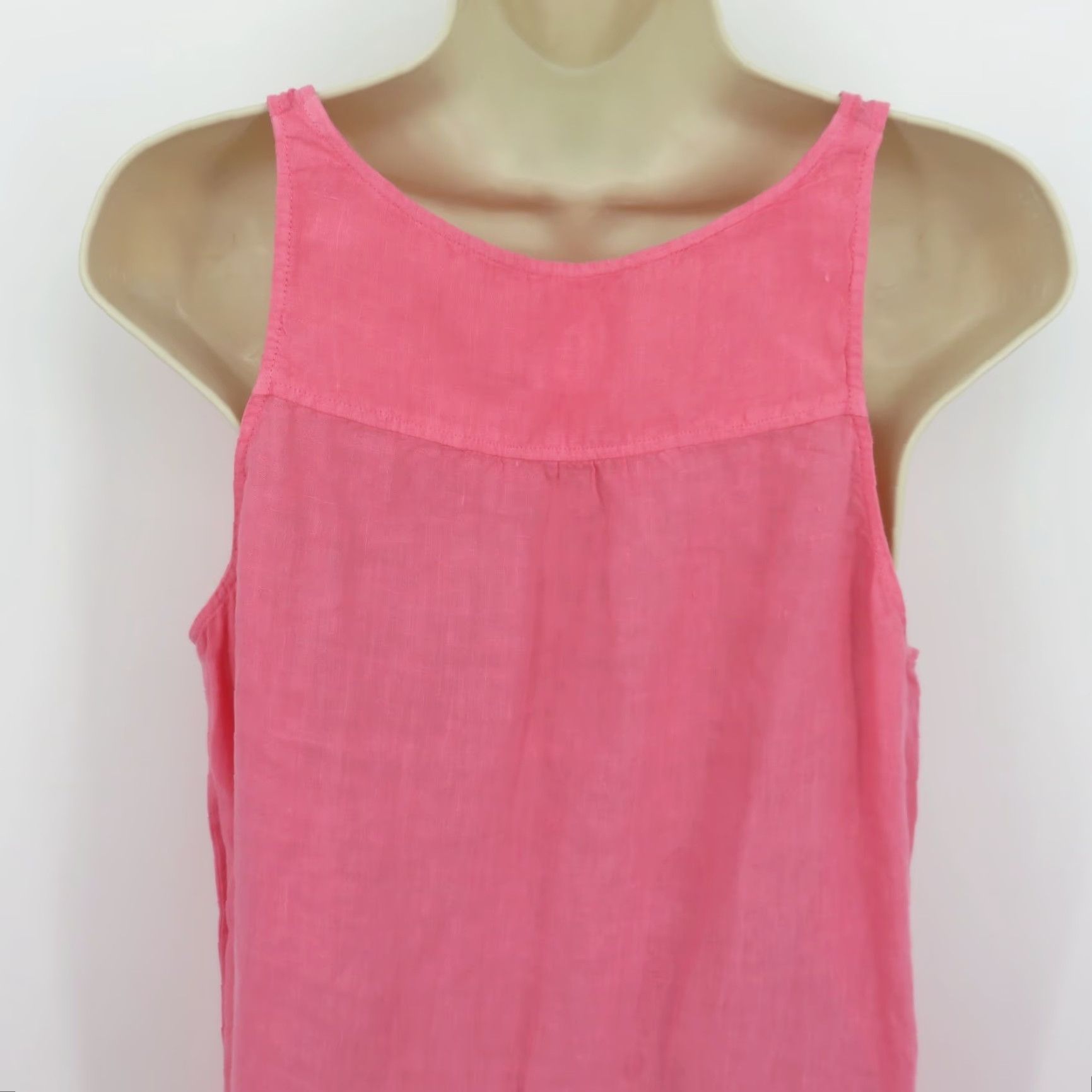 Hartford Hartford Women 1 US 4 Solid Pink Scoop Neck Sleeveless All Linen Sundress Dress Size S / US 4 / IT 40 - 6 Thumbnail