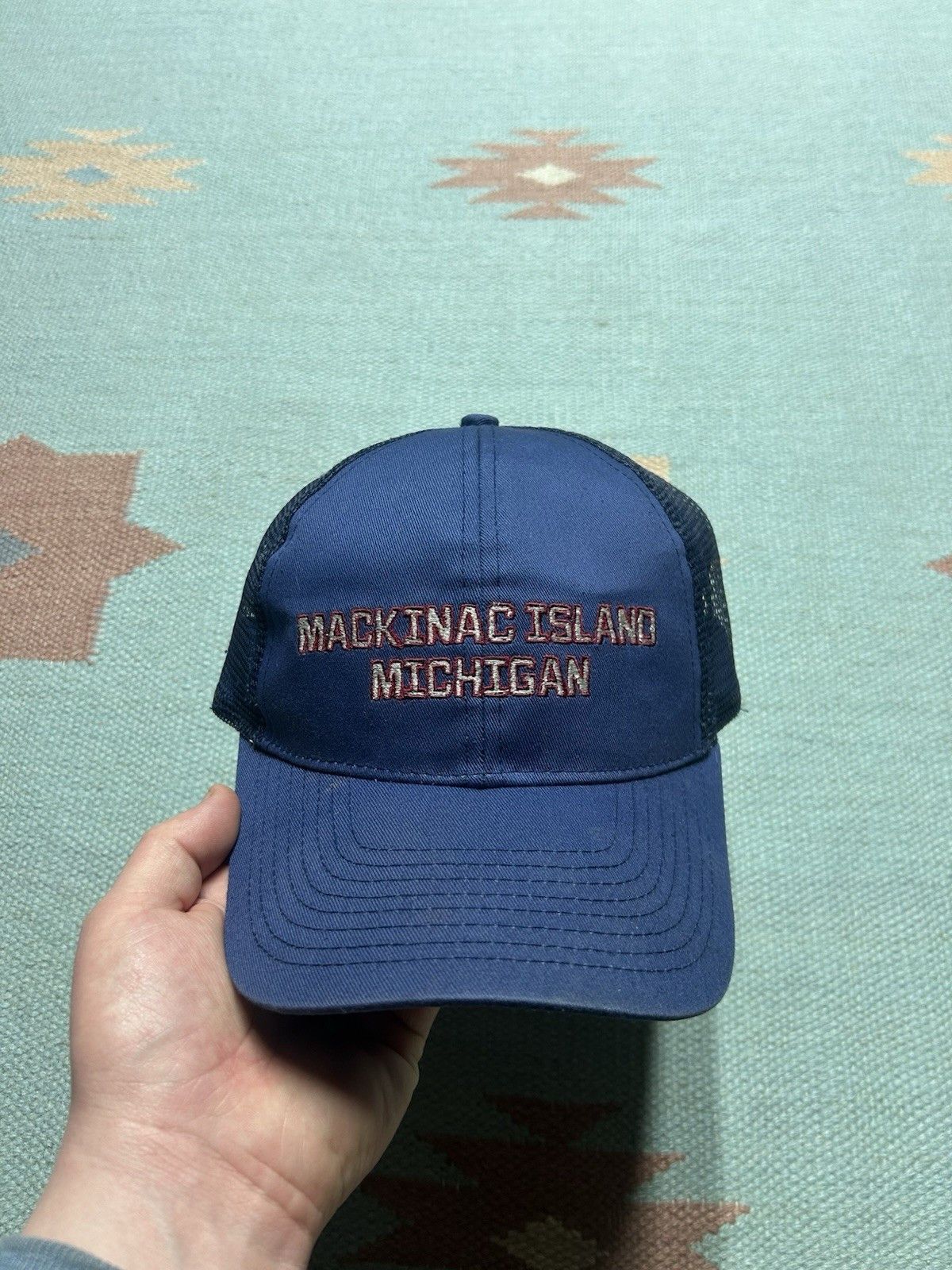 Vintage Vtg SnapBack hat Mackinac island Michigan embroidered blue Size ONE SIZE - 2 Thumbnail