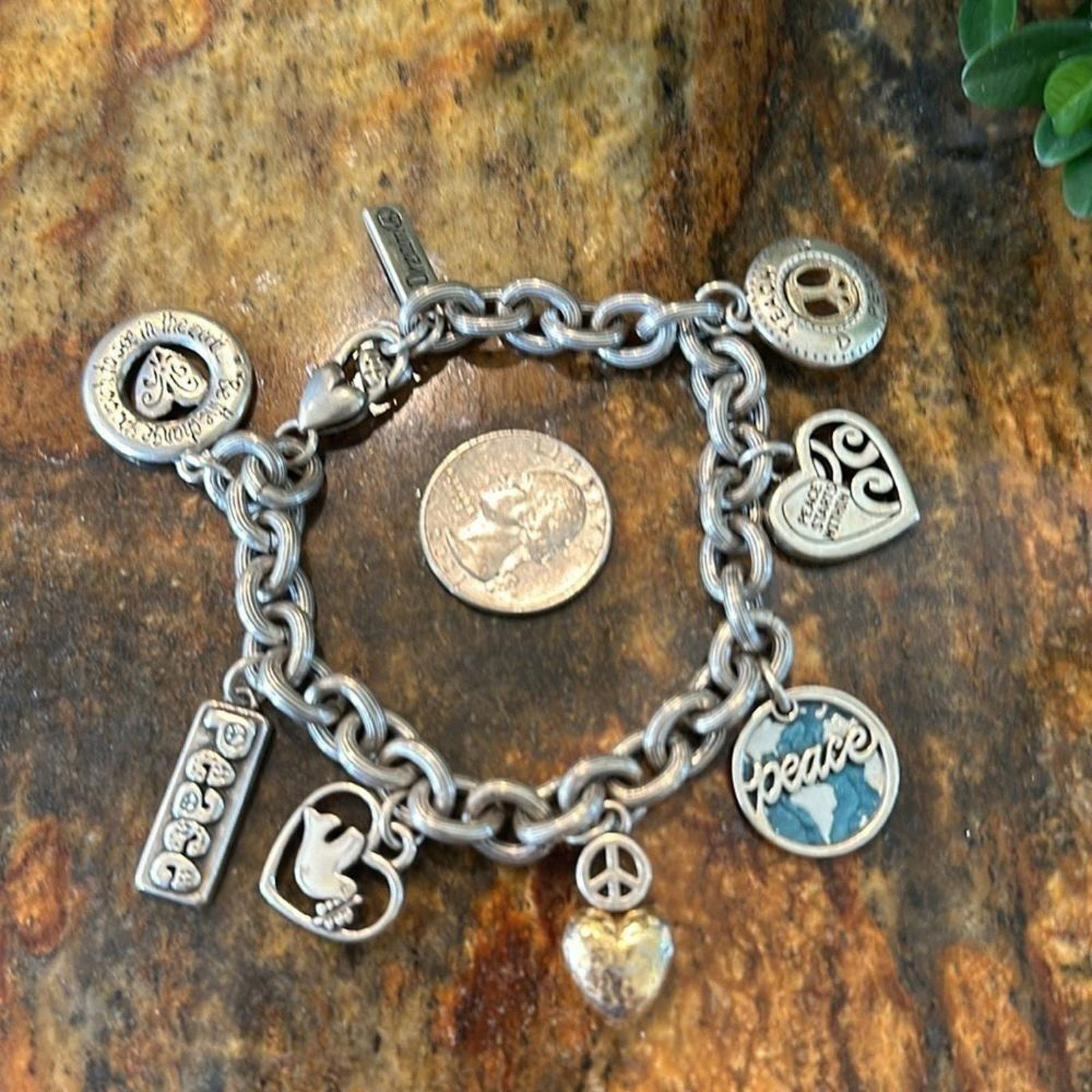 Designer Brighton Retired Charming Silver Bracelet Earth Size ONE SIZE - 3 Thumbnail