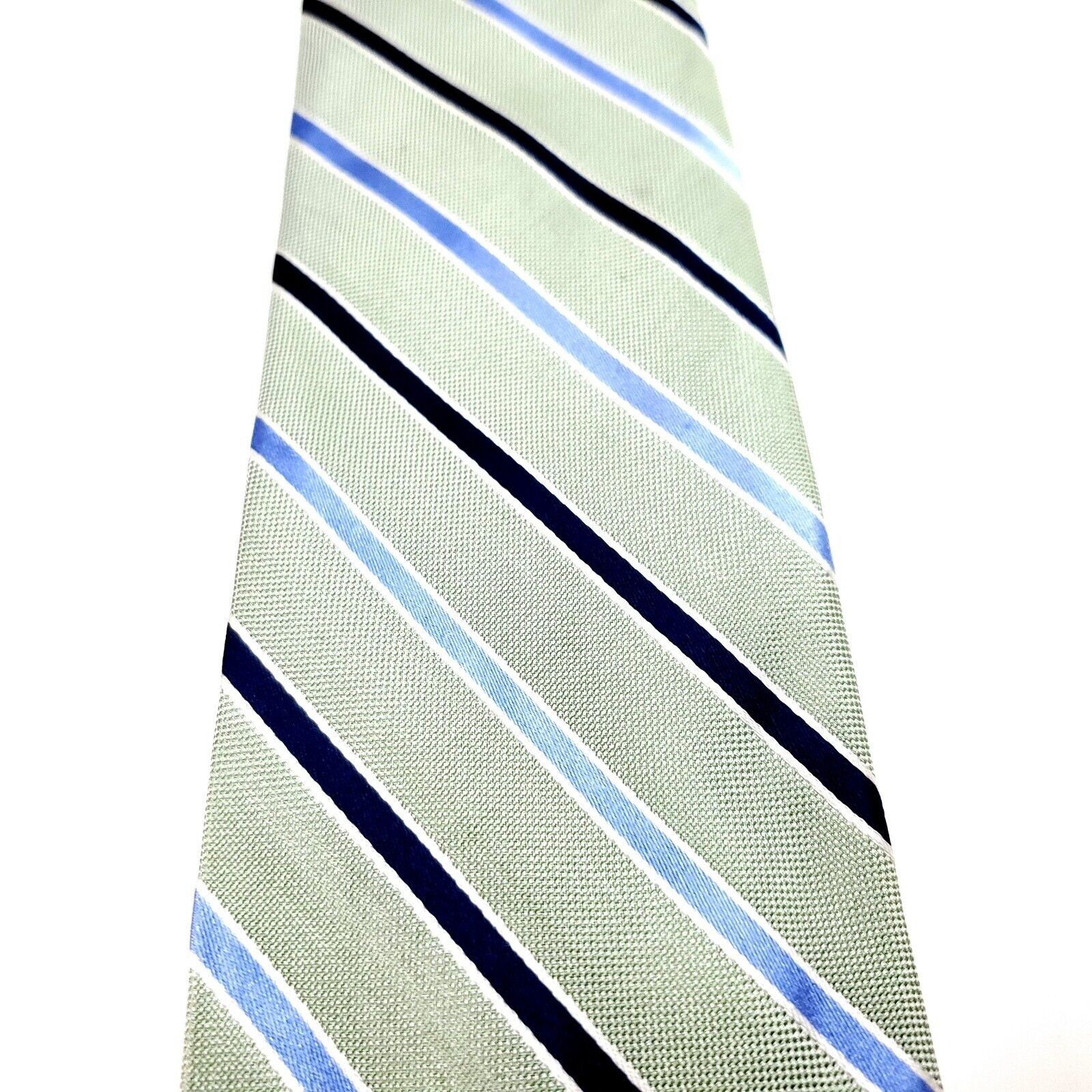 Stafford Stafford Silk Tie Woven Green Blue Striped Size ONE SIZE - 2 Thumbnail