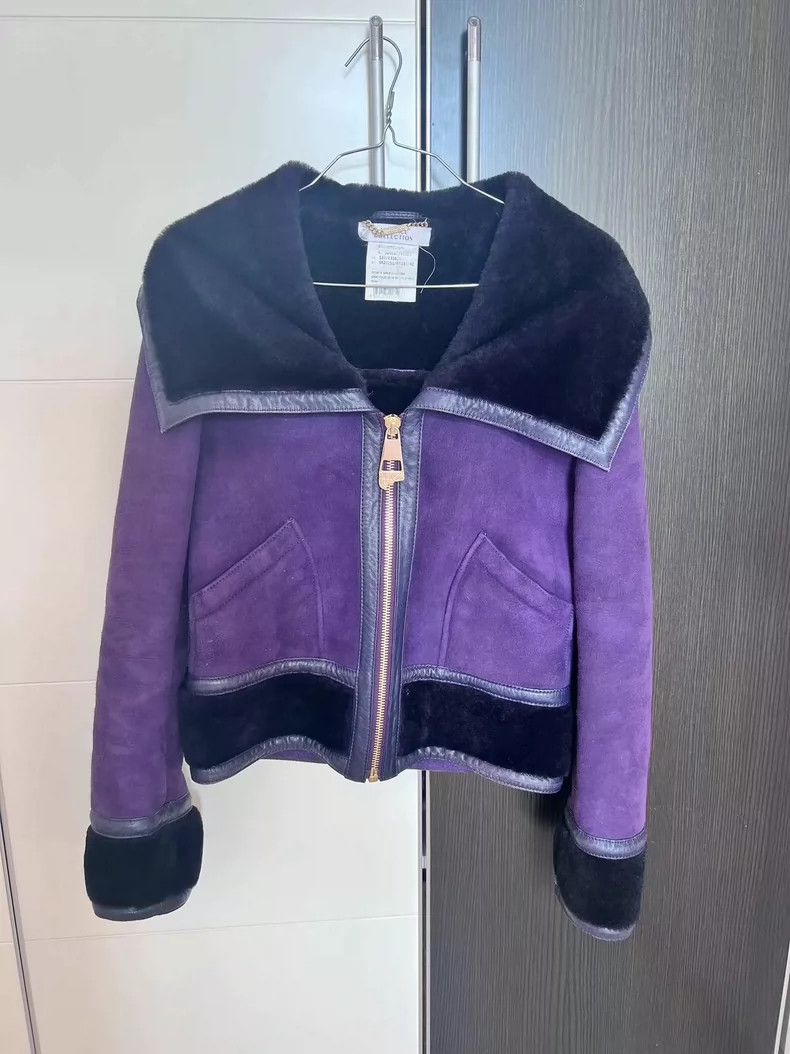 Versace Versace Purple Shearling Short Jacket - dmc Size US M / EU 48-50 / 2 - 1 Thumbnail