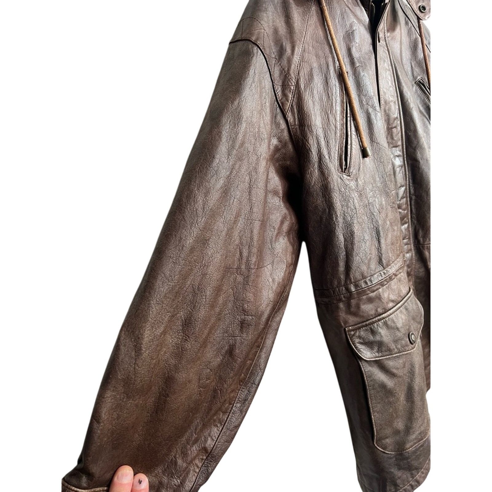 Wilsons Leather Vintage Adventure Bound Dark Brown Leather Jacket Heavy EUC Size US L / EU 52-54 / 3 - 5 Thumbnail