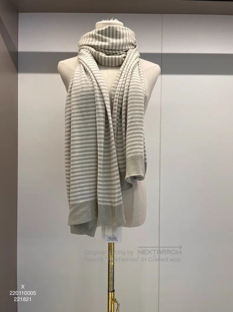 Loro Piana Loro Piana Light Green Striped Cashmere Scarf Size ONE SIZE - 1 Thumbnail