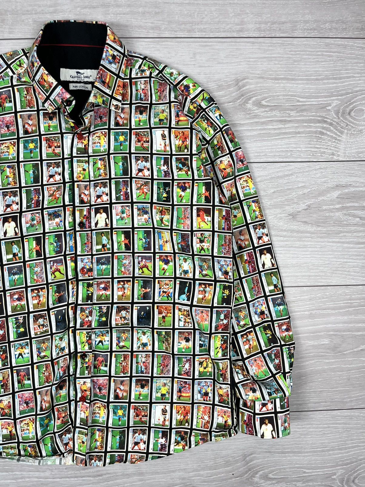 Japanese Brand Claudio Lugli Italy Soccer Cards Over Print Button Shirt Size US L / EU 52-54 / 3 - 2 Thumbnail