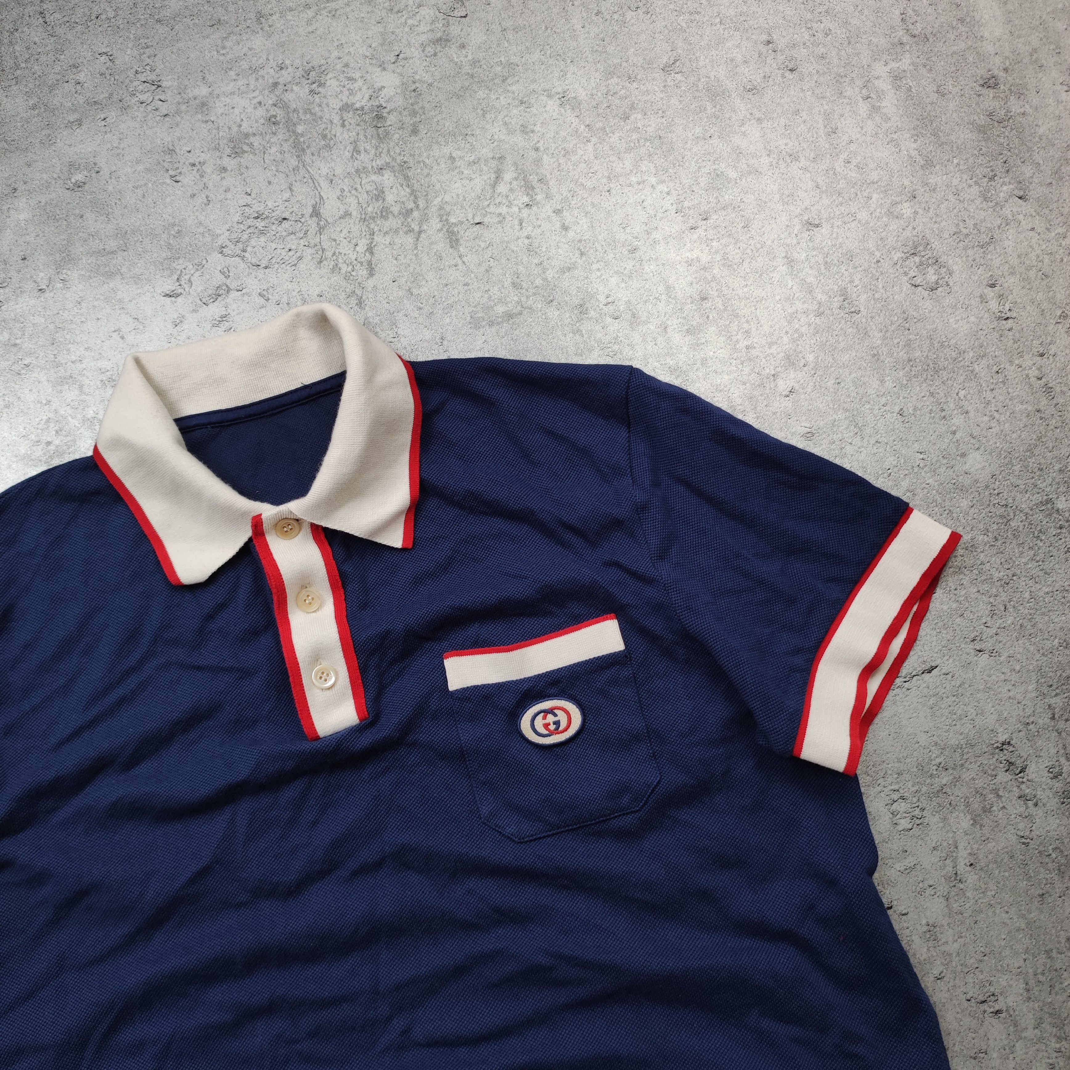 Gucci Gucci Interlocking Web Navy Blue Pique Logo Polo Shirt Size US M / EU 48-50 / 2 - 4 Thumbnail