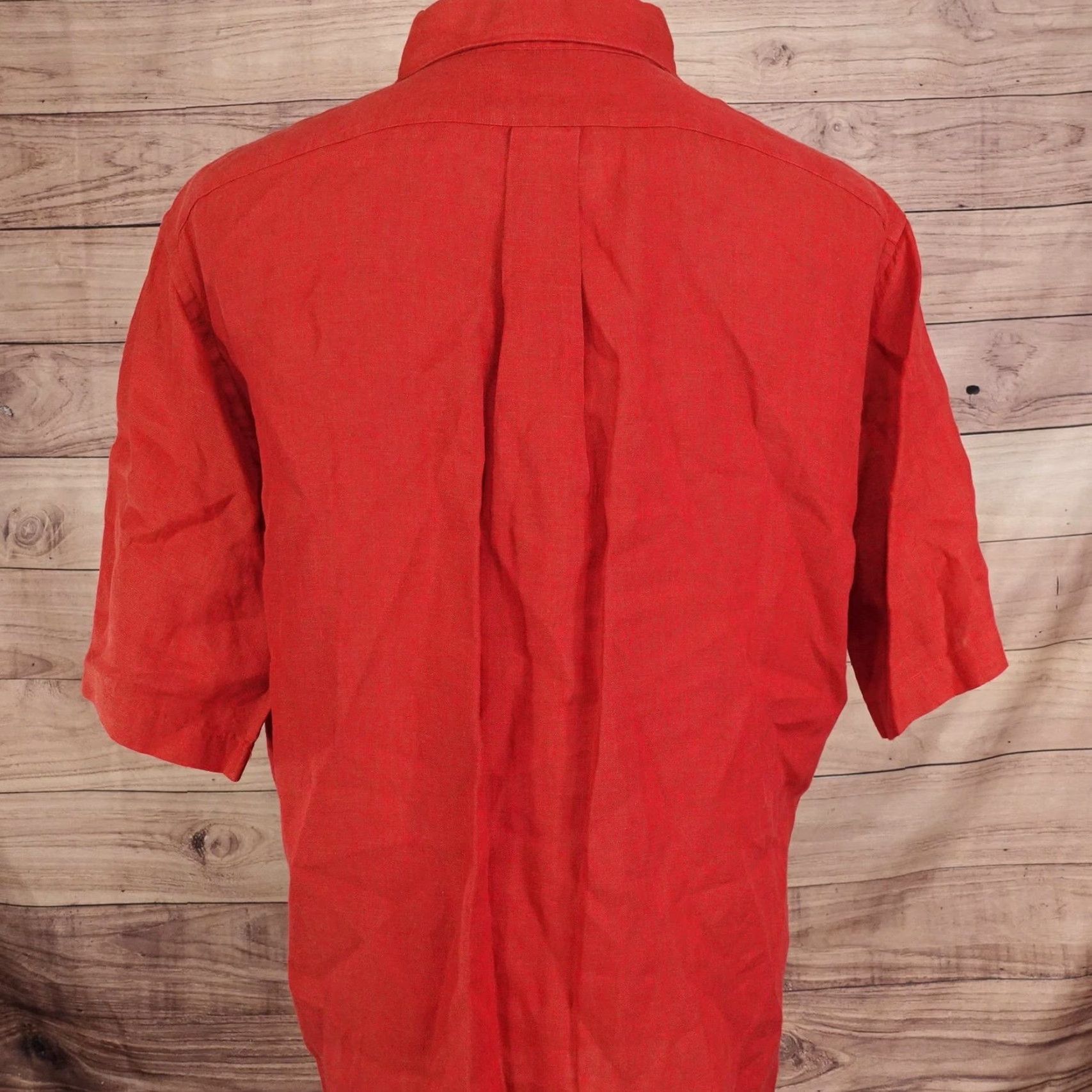 Cremieux VINTAGE Daniel Cremieux Classics Shirt Mens L Red Linen Short Sleeve Button-Up Collared Breathable 100% Italian Fabric Size US L / EU 52-54 / 3 - 4 Thumbnail