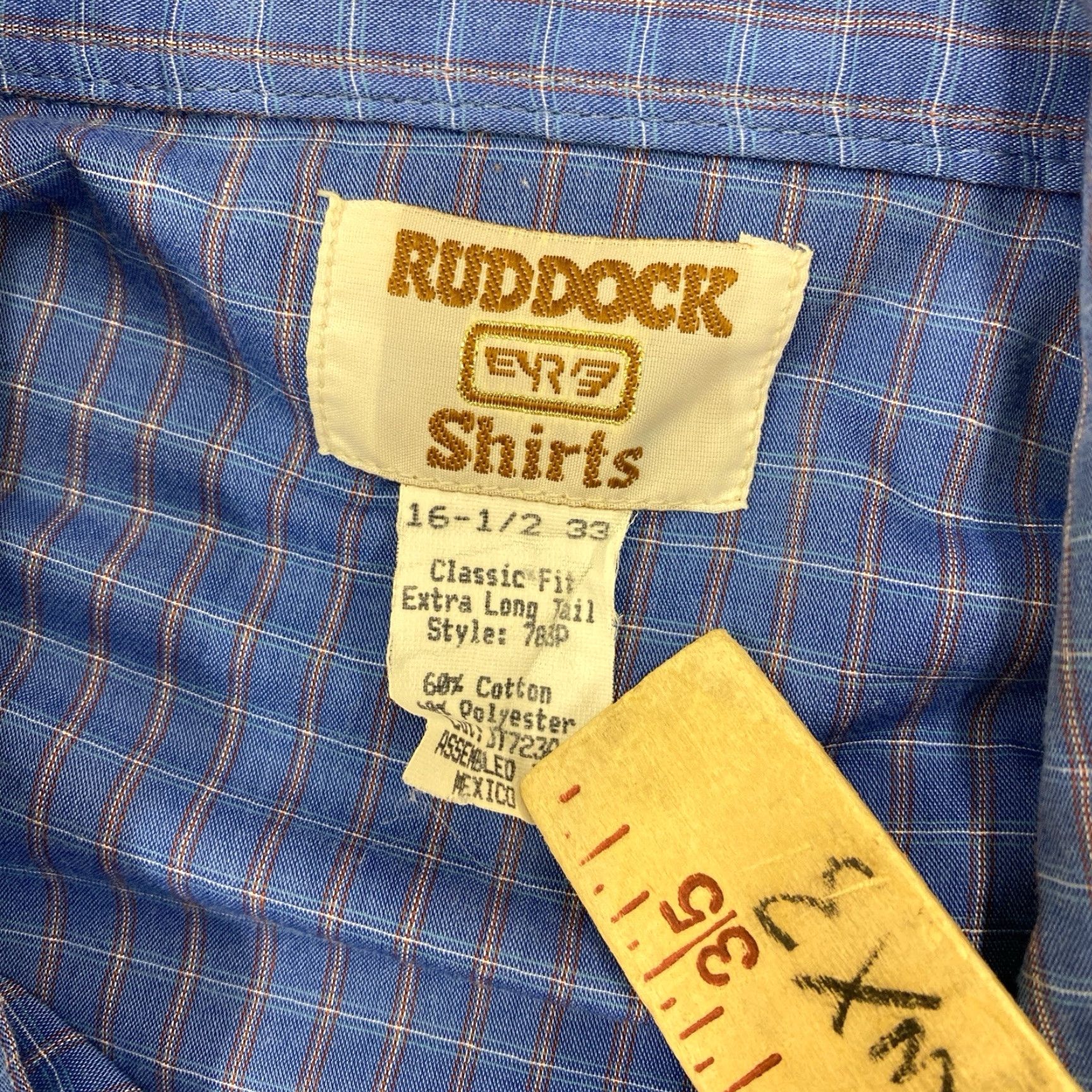 Vintage VINTAGE Ruddock Western Shirt Mens 16.5x33 Classic Fit Pearl Snap USA Shirt Mens Blue Cotton Blend Button-Up Long Sleeve Collared Western Theme Size US XL / EU 56 / 4 - 3 Thumbnail