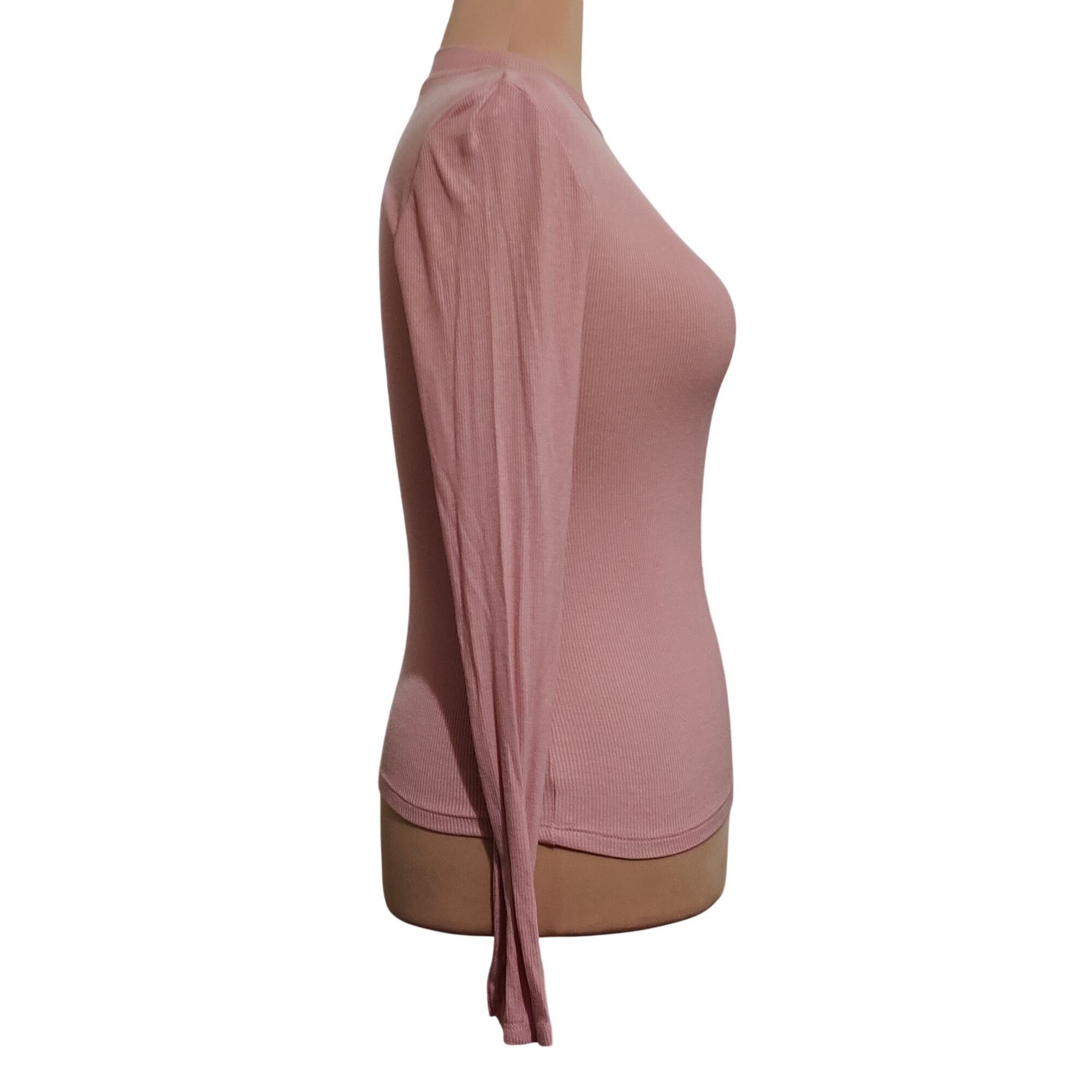 Other Timing L Pink Ribbed High Neck Top Long Sleeve Lightweight S Size L / US 10 / IT 46 - 3 Thumbnail