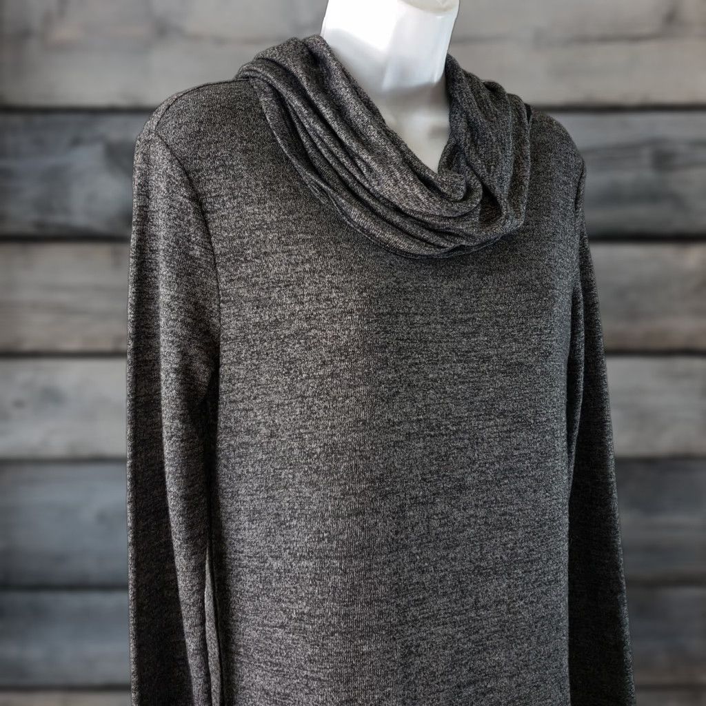 Vintage Bobi Los Angeles Womens Knit Tunic Top Sz Small Gray Cowl Neck Long Sleeve Pullover Knitwear Tunic Shirt Womens S Gray 90s? Size S / US 4 / IT 40 - 1 Thumbnail