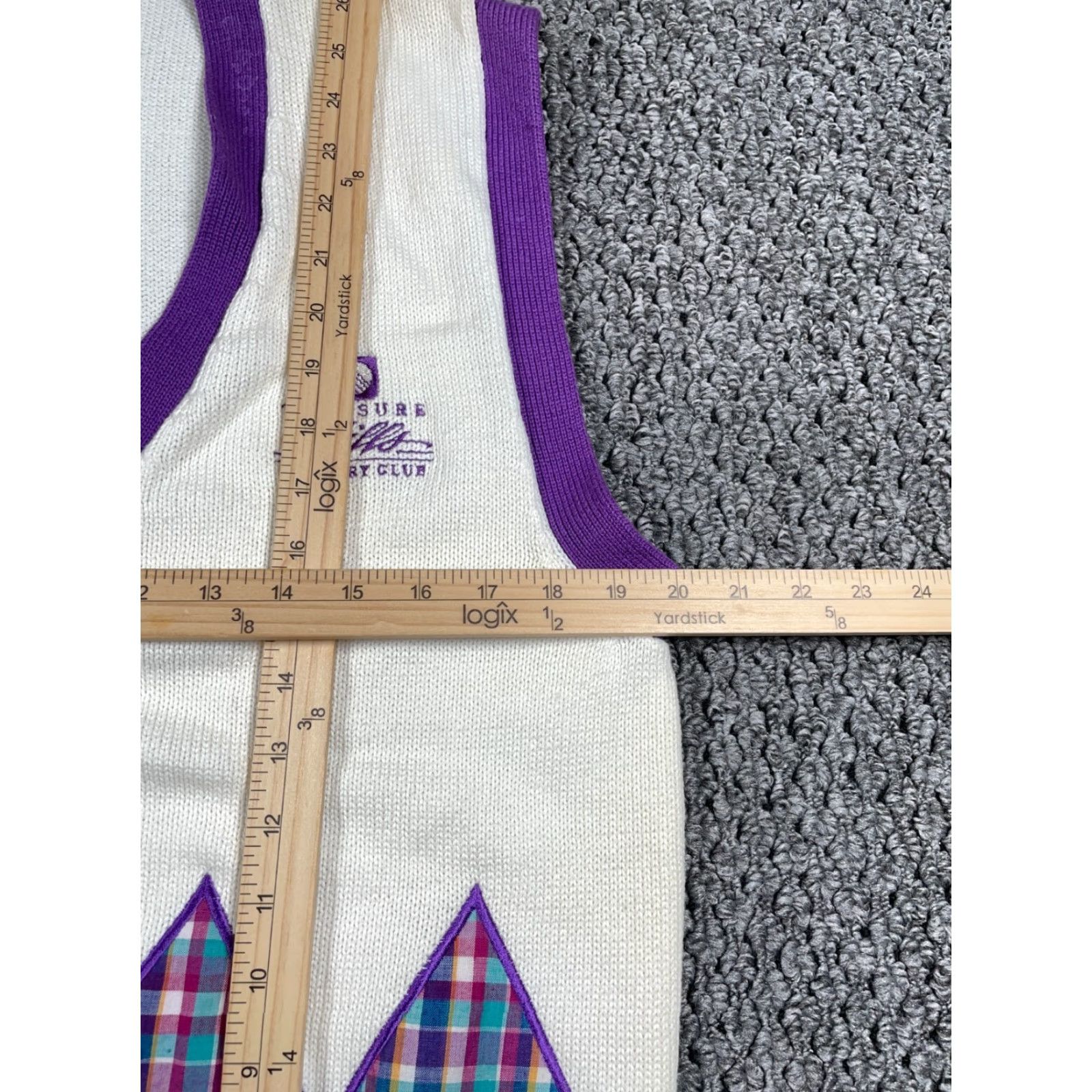 Vintage VINTAGE La Mode Argyle Button Up Sweater Vest Women's Large White Purple Chunky Knit 90s Retro Size L / US 10 / IT 46 - 7 Thumbnail