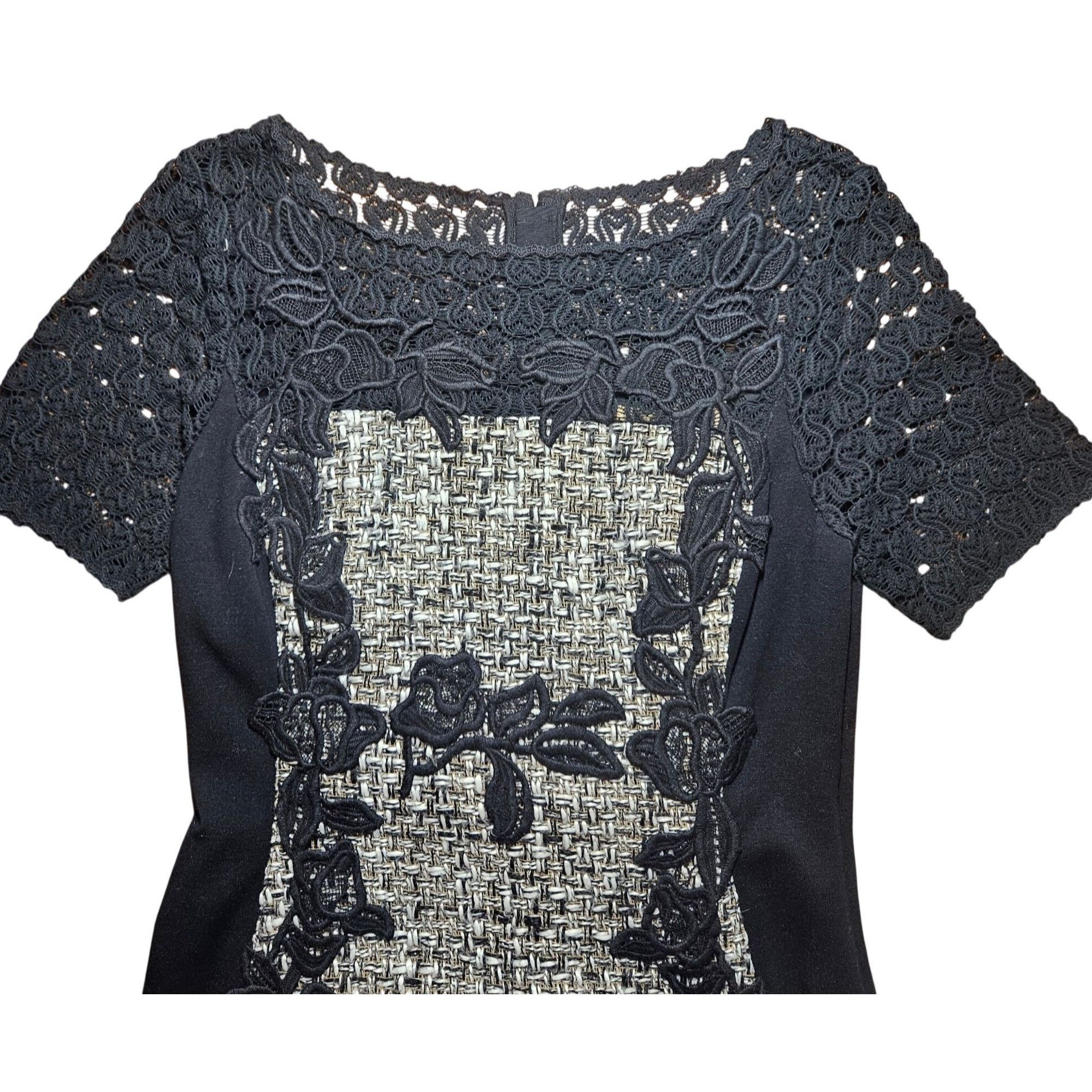 Other Moulinette Soeurs Women Sheath Dress Blk Tweed Lace 6 Quiet Size M / US 6-8 / IT 42-44 - 4 Thumbnail