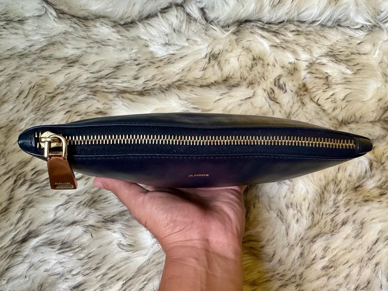 Jil Sander Authentic Jil Sander Navy Blue Leather Clutch Bag Size ONE SIZE - 4 Thumbnail