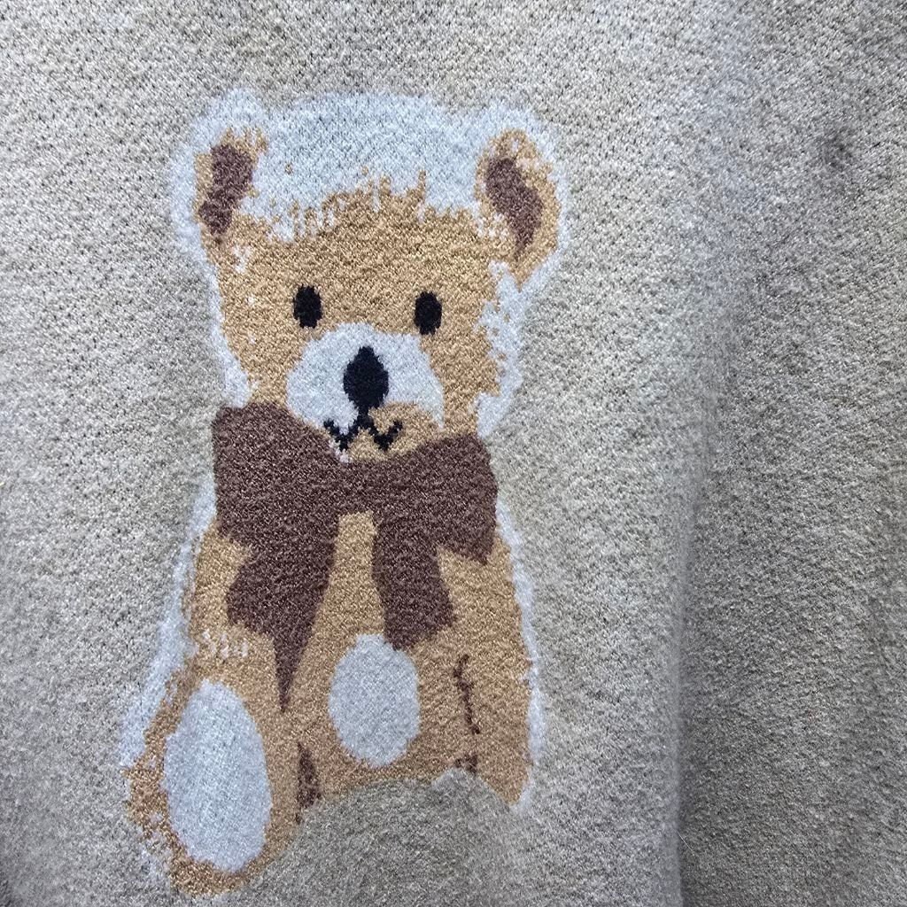 The Unbranded Brand Kids Faded Rose Beige Teddy Bear Crew Neck Sweater S Size S / US 4 / IT 40 - 2 Thumbnail