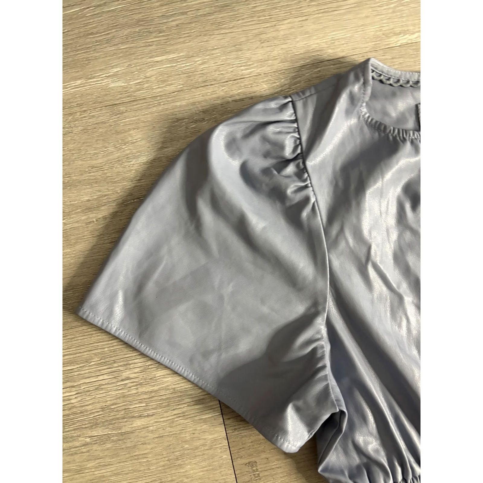 Anthropologie By Anthropologie Faux Leather Mini Dress Womens S Gray Size S / US 4 / IT 40 - 2 Thumbnail
