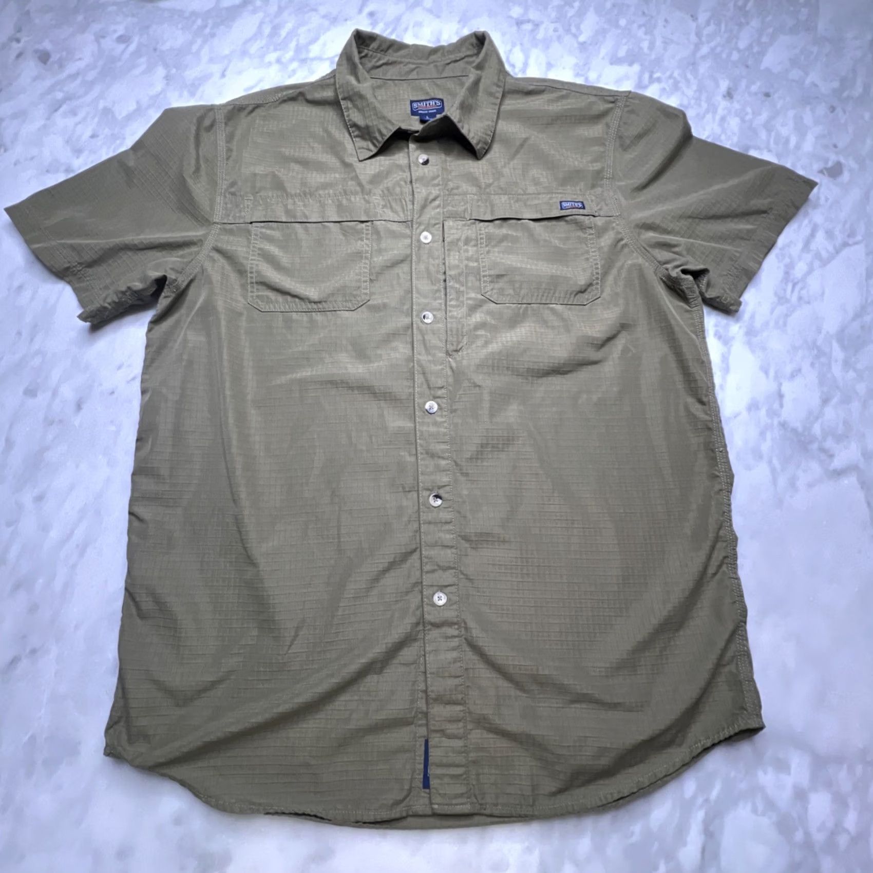 Vintage Smith Workwear Button-Up Short Sleeve Shirt Men Large Ripstop Green Pockets Size US L / EU 52-54 / 3 - 3 Thumbnail