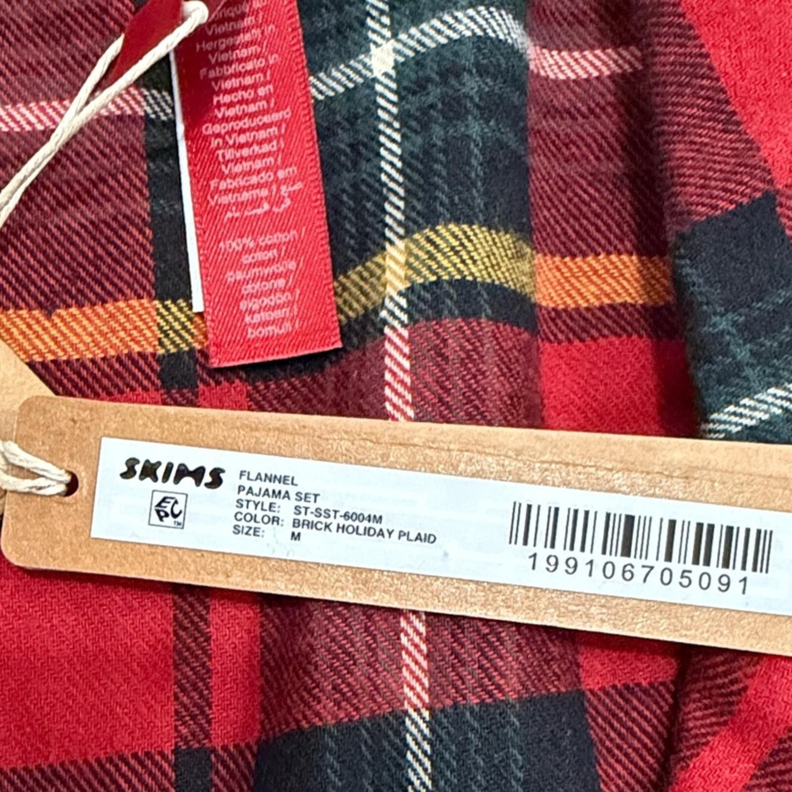Swims SKIMS Red Plaid Men’s Two-Piece Pajama Set Size ONE SIZE - 2 Thumbnail