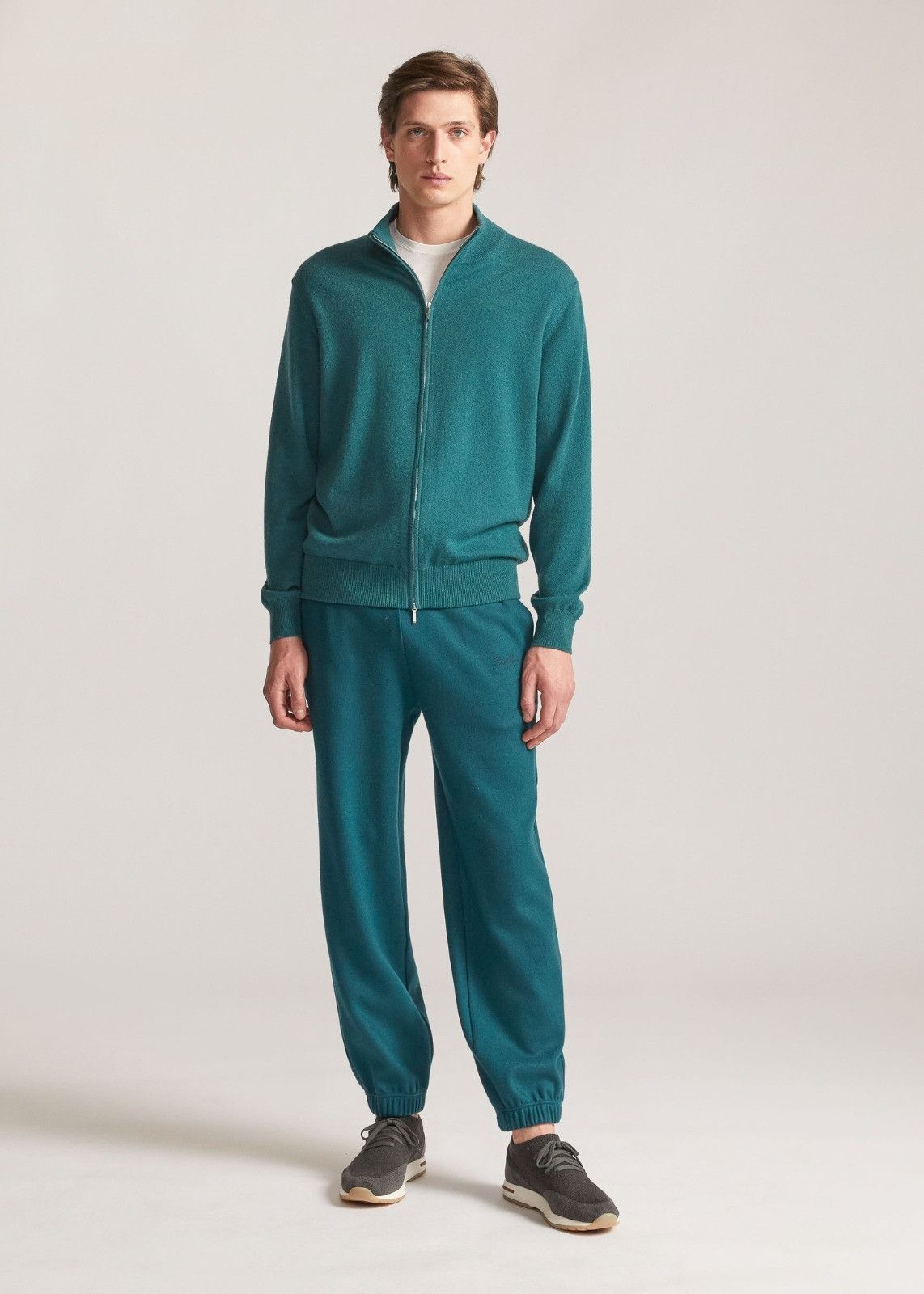 o1loc1c0124 Plain-knit Bomber Jacket in Green