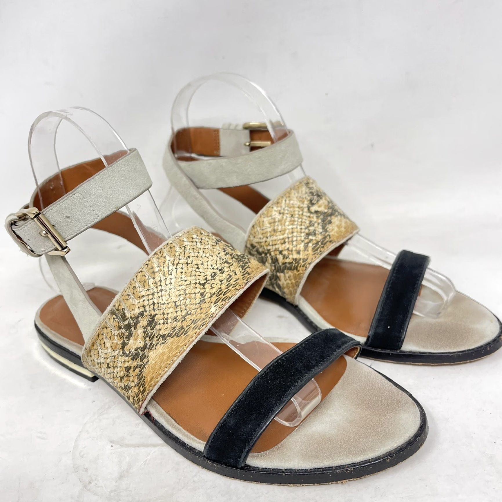 Rebecca Minkoff Rebecca Minkoff Sandal Womens 7 Ankle Wrap Buckle Flat Leather Beige Animal Print Boho 90s Womens Size US 7 / IT 37 - 4 Thumbnail