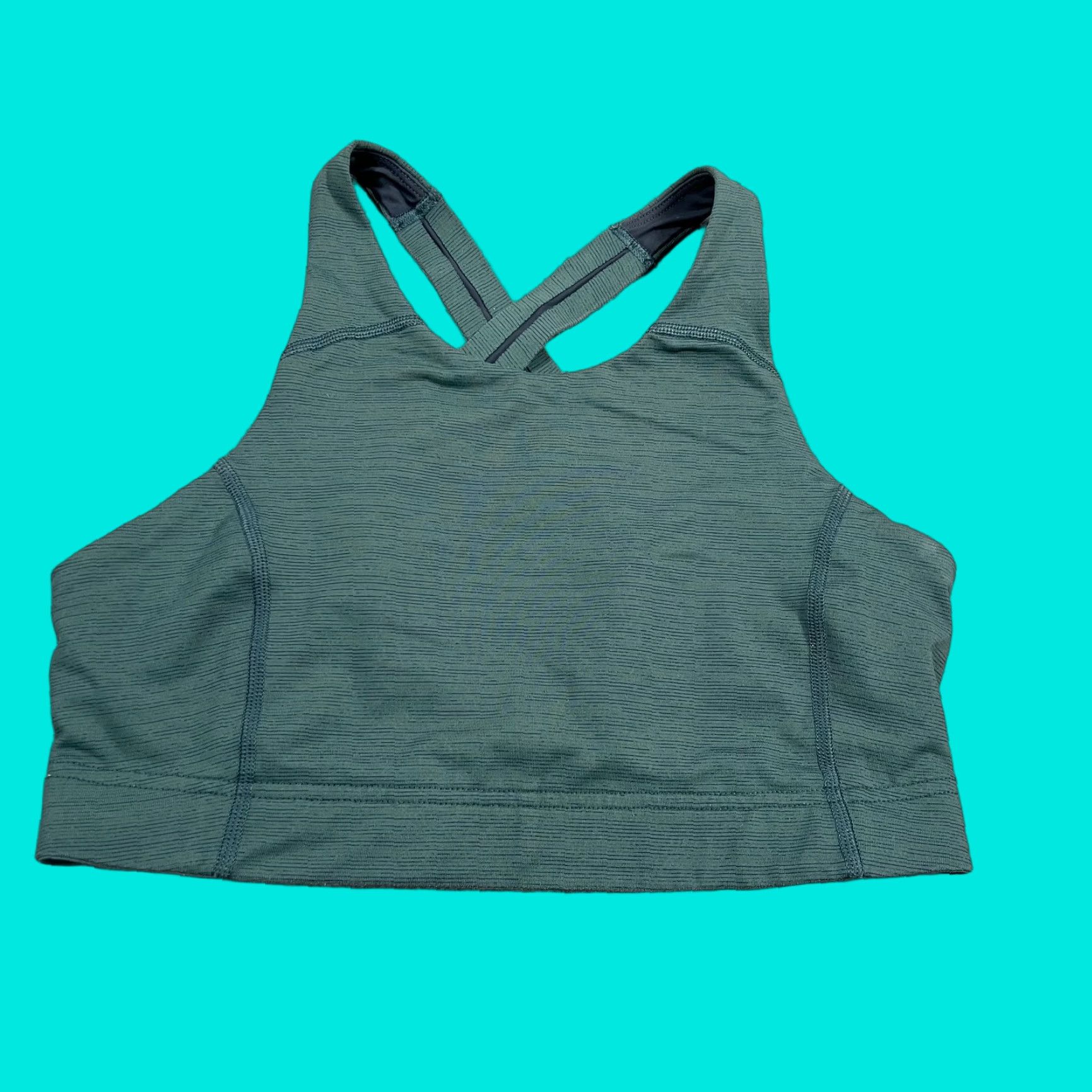 Vintage Outdoor Voices Green Tech Sweat Criss-Cross Keyhole Sports Bra Womens Size Small Activewear Wireless Medium Support