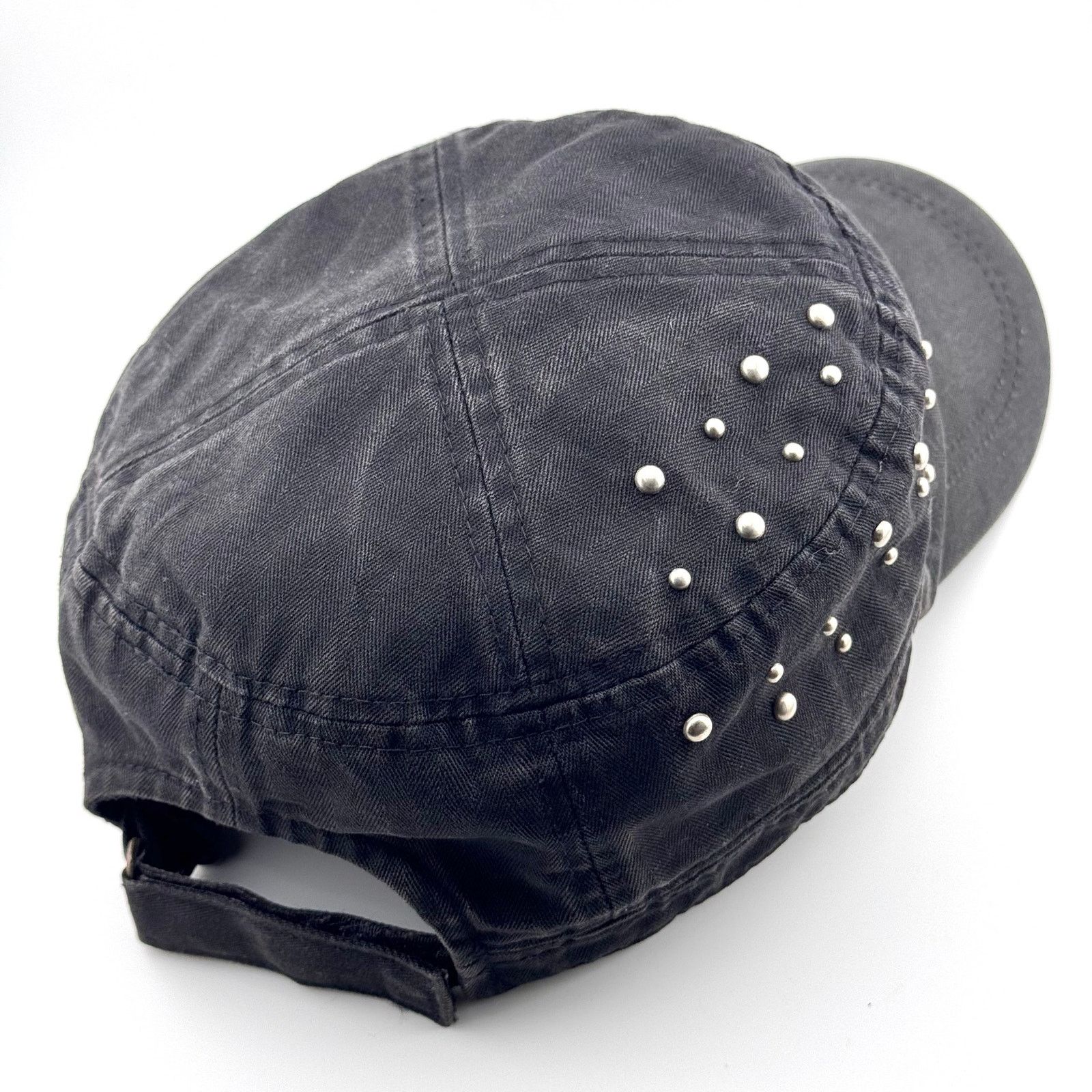 Japanese Brand Y2K Grunge Punk Patrol Cap Studded Faded Washed Military Hat Size ONE SIZE - 4 Thumbnail
