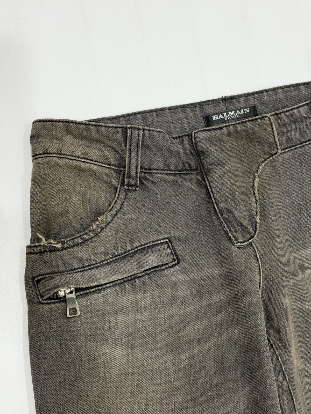 Balmain BALMAIN Decarnin SS 2010 Oil Stained Runway Biker Zip Jeans Size US 28 / EU 44 - 9 Thumbnail