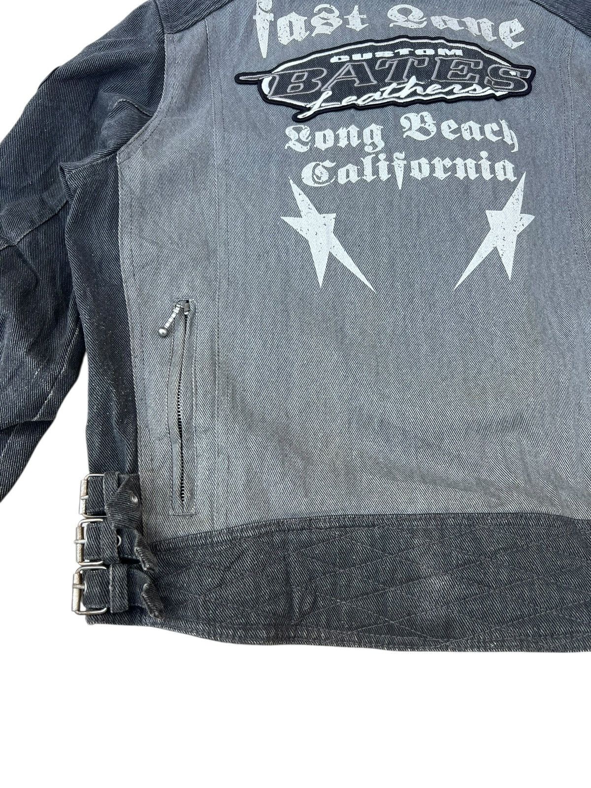 Kadoya Vintage Y2K BATES Distressed Faded Denim Moto Jacket Size US L / EU 52-54 / 3 - 21 Thumbnail