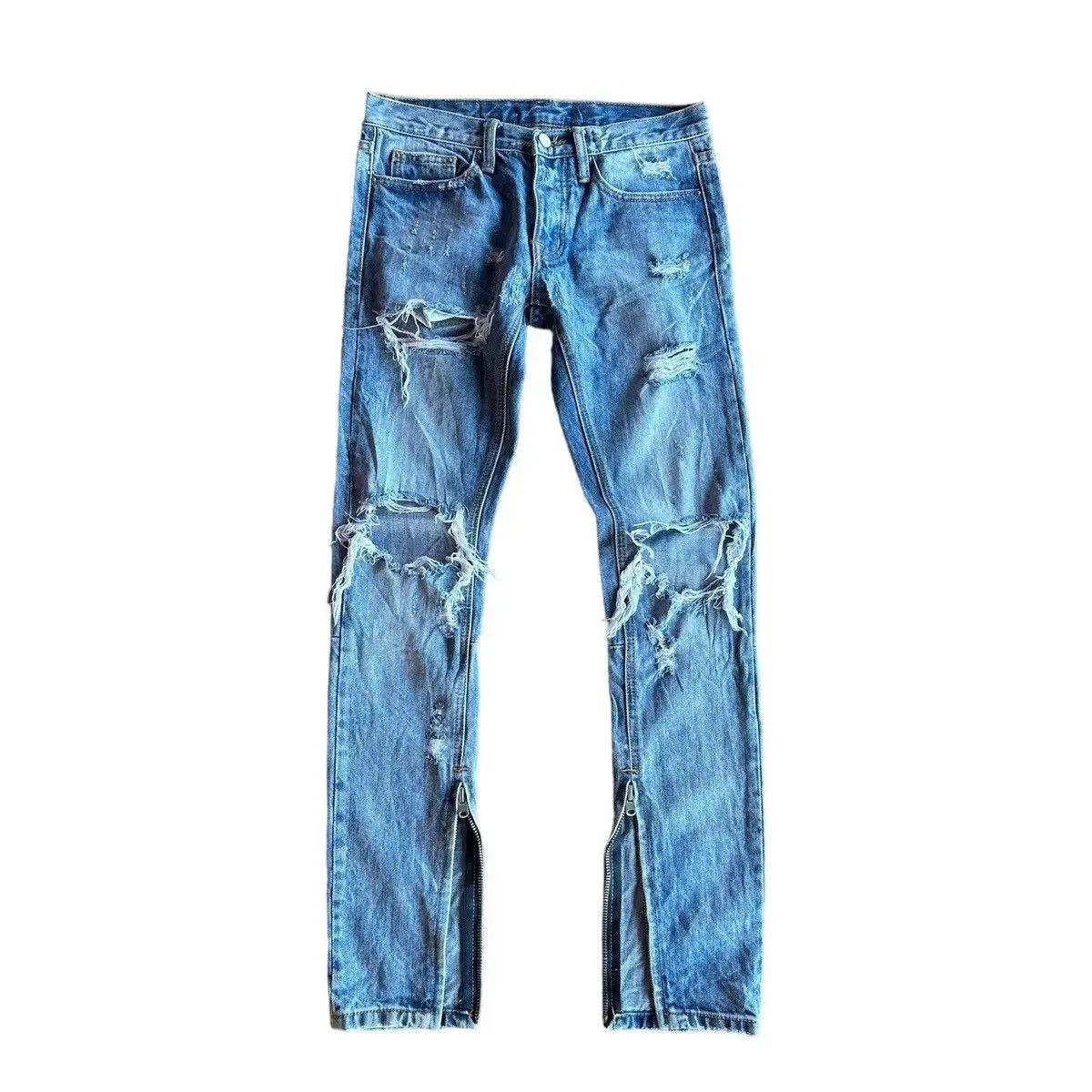 MNML DESTROYED🔥🔥 VINTAGE MNML JEANS ZIPPER LEGS DENIM PANTS Size US 29 - 1 Thumbnail