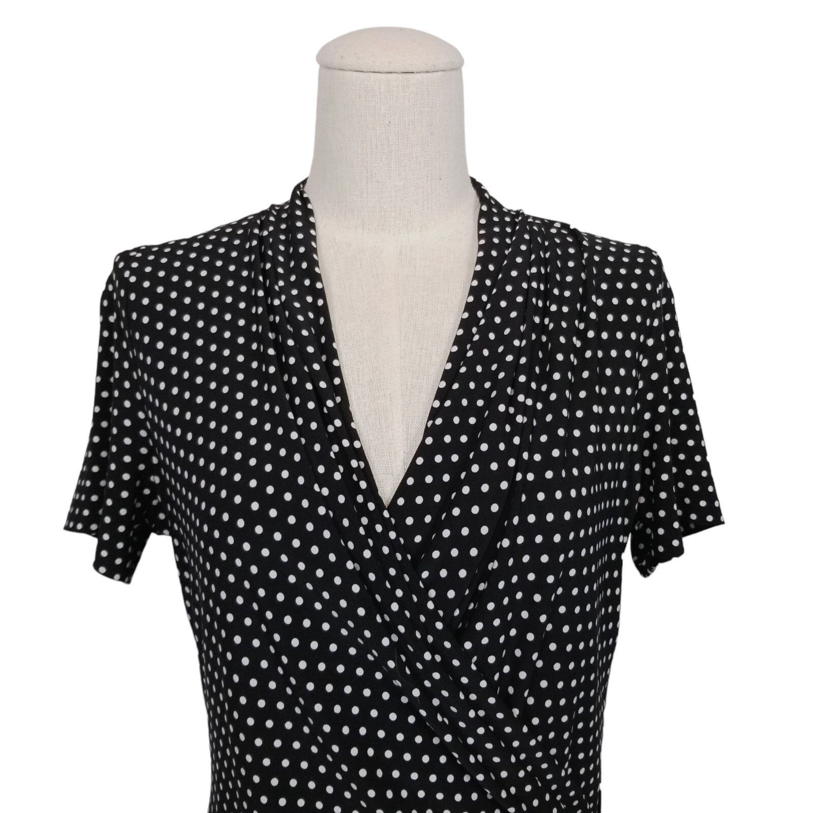 Norma Kamali Norma Kamali Baby Polka Dot Faux Wrap Dress Black & White M Size M / US 6-8 / IT 42-44 - 2 Thumbnail