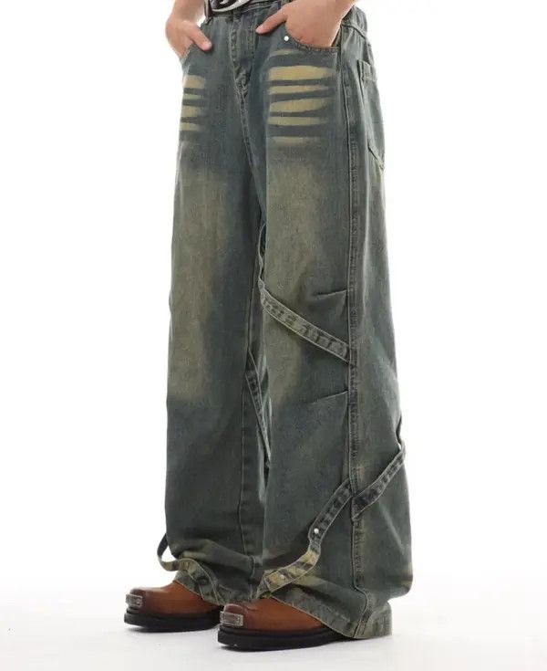 VIBE Vintage washed heavy-duty patchwork wide-leg jeans Size US 30 / EU 46 - 5 Thumbnail