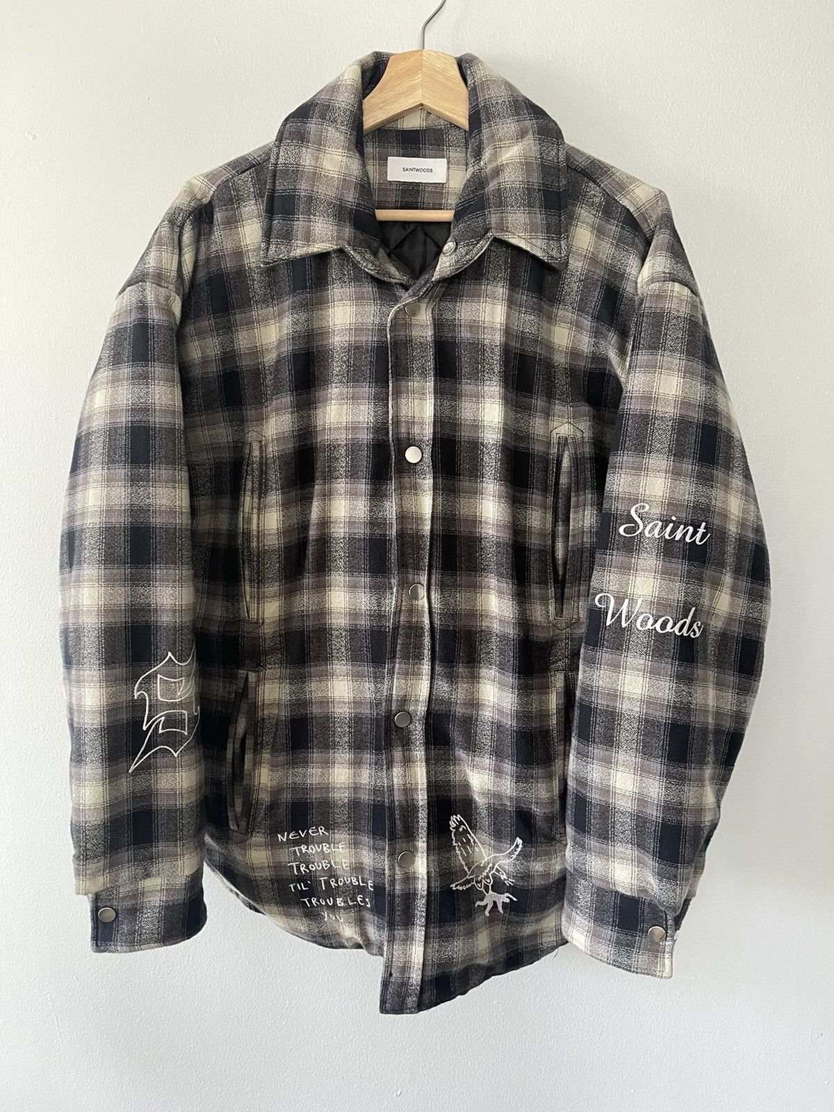 Saintwoods Saintwoods Grey Insulated Flannel Shirt Size US S / EU 44-46 / 1 - 1 Thumbnail