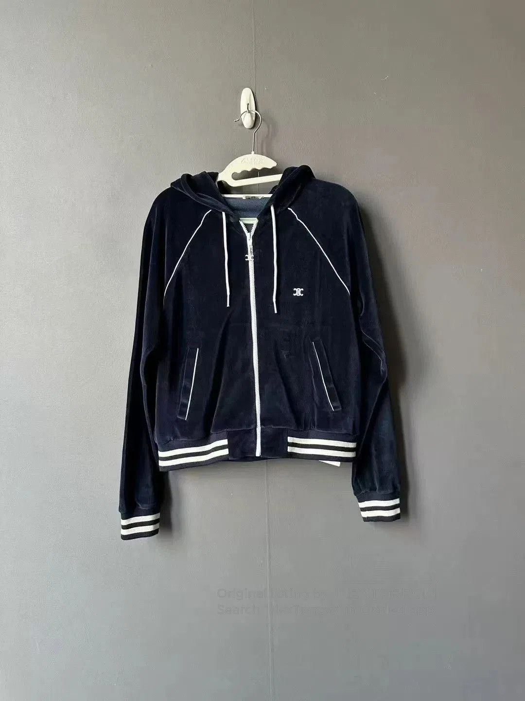 Celine celine blue velvet jacket size medium. Size M / US 6-8 / IT 42-44 - 1 Thumbnail