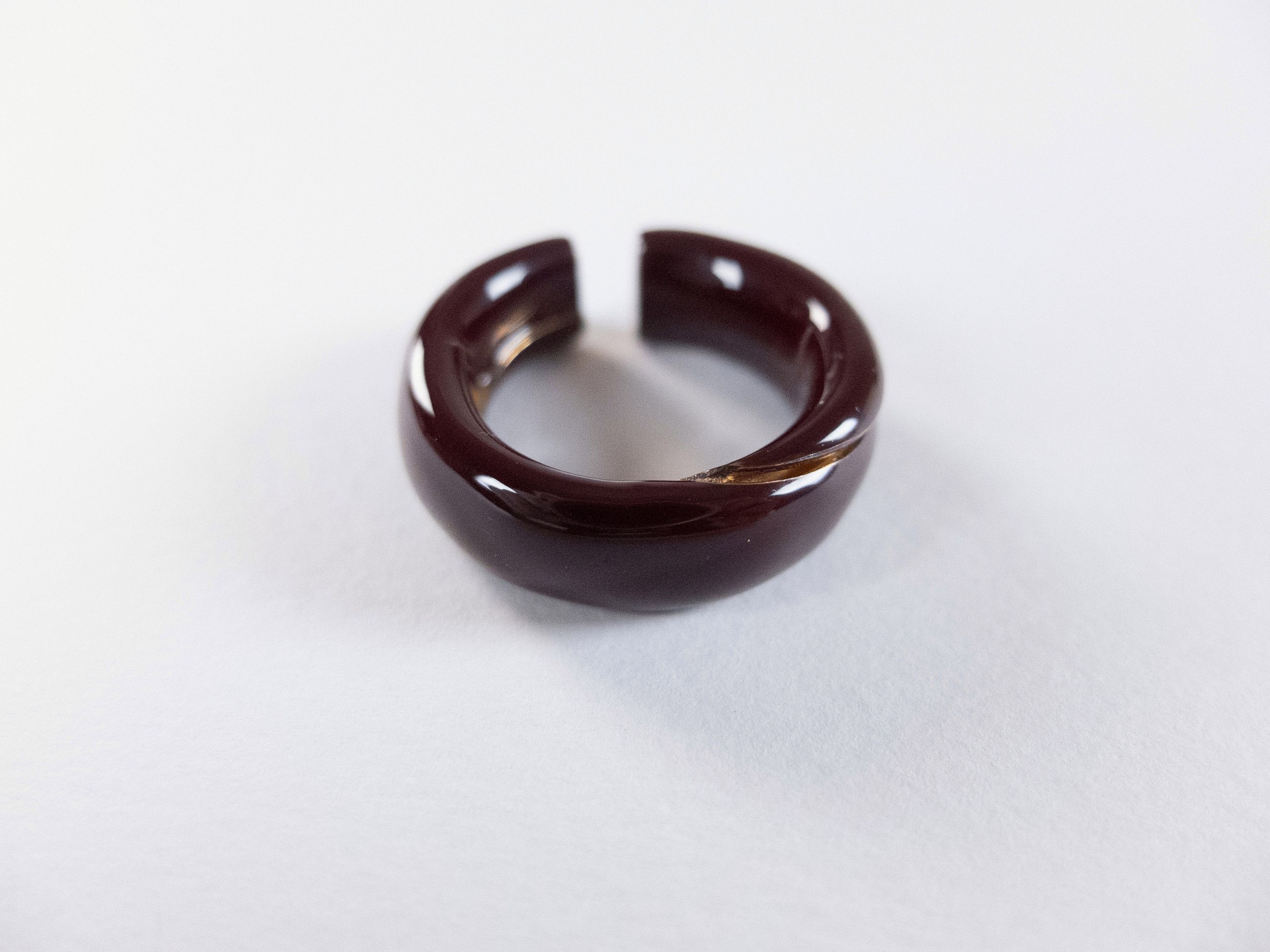 Bottega Veneta BOTTEGA VENETA Fold brown ring enamel & silver ring 19 q Size ONE SIZE - 2 Thumbnail