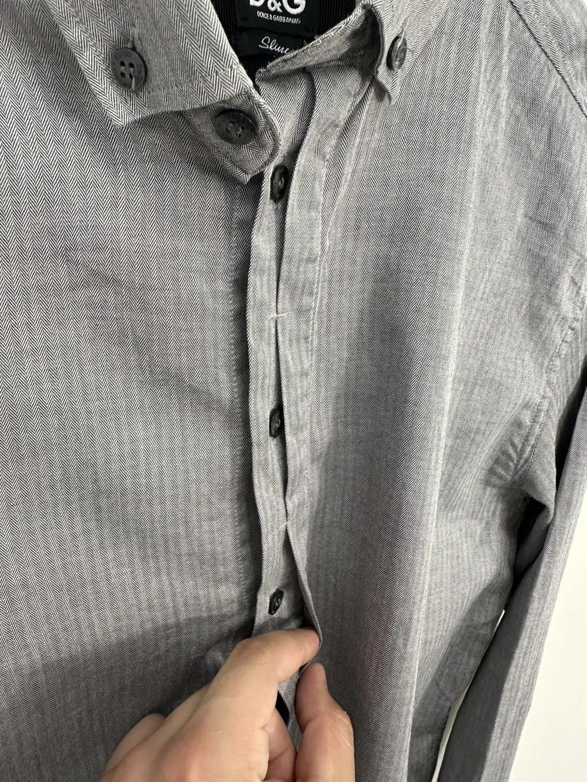 Dolce & Gabbana × Vintage Dolce & Gabbana Men's Slim Fit Gray Luxury Button Up Shirt Size US M / EU 48-50 / 2 - 10 Thumbnail