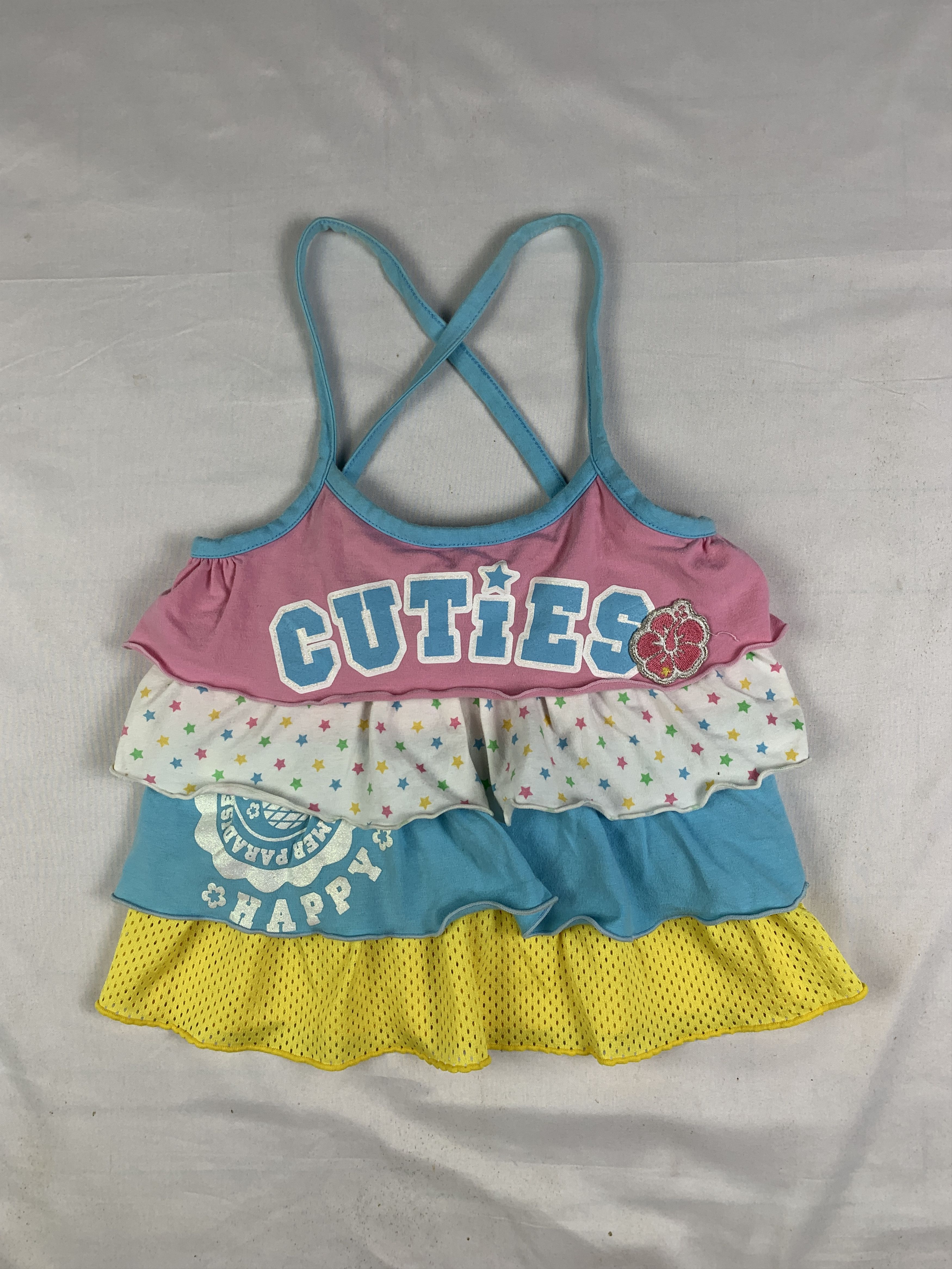 Japanese Brand Cuties Multifabric Cross Baby Tank Top (XS) Size XS / US 0-2 / IT 36-38 - 1 Thumbnail
