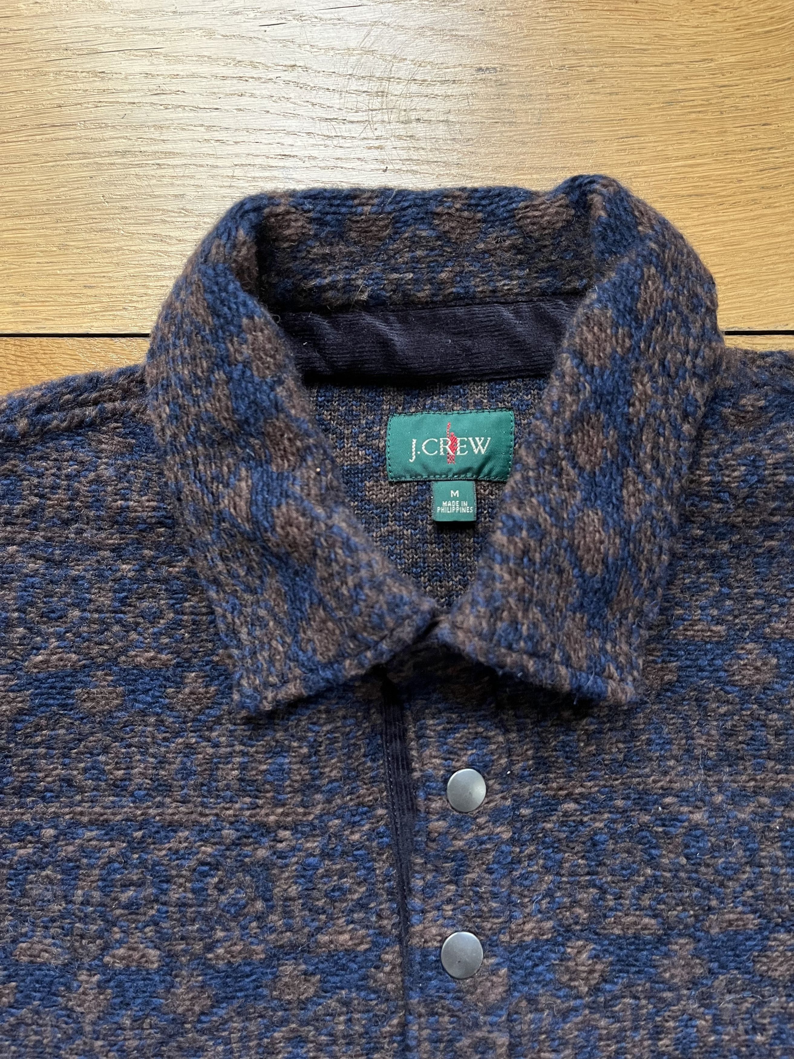 J.Crew Wool-blend sweater fleece snap-collar pullover in pattern Size US M / EU 48-50 / 2 - 4 Thumbnail