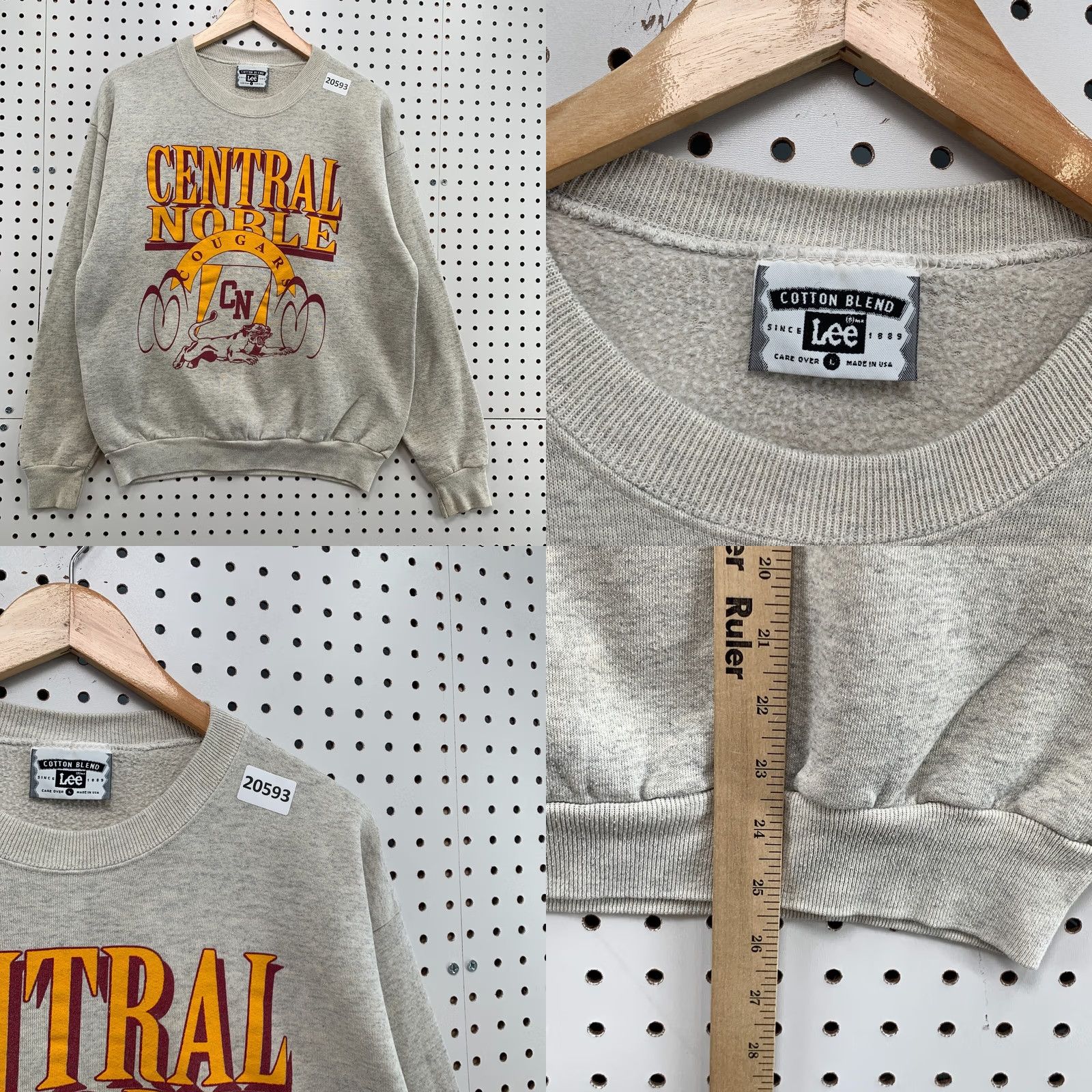 Lee VINTAGE Lee Shirt Mens Medium Gray Central Noble Cougars Crewneck Sweatshirt Size US M / EU 48-50 / 2 - 9 Thumbnail