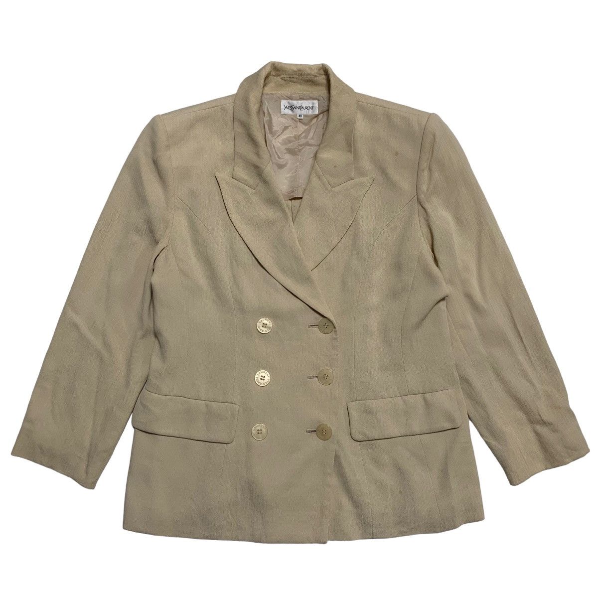 image of YVES Saint Laurent Double Breast Jacket in Brown, Women's (Size Small)