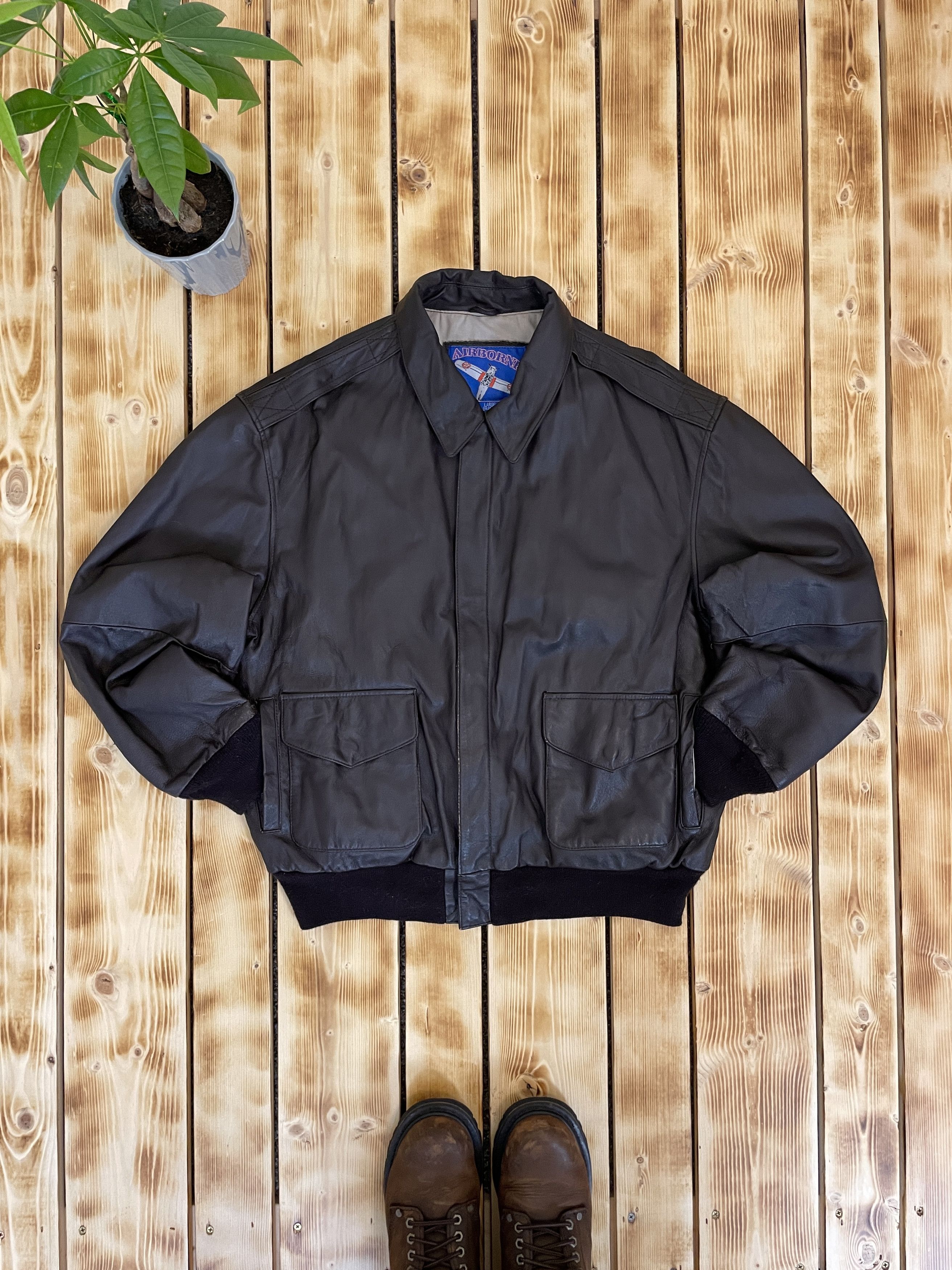 A2 Flyers Leather × Military × Us Air Force Vintage 90`s Airborne 